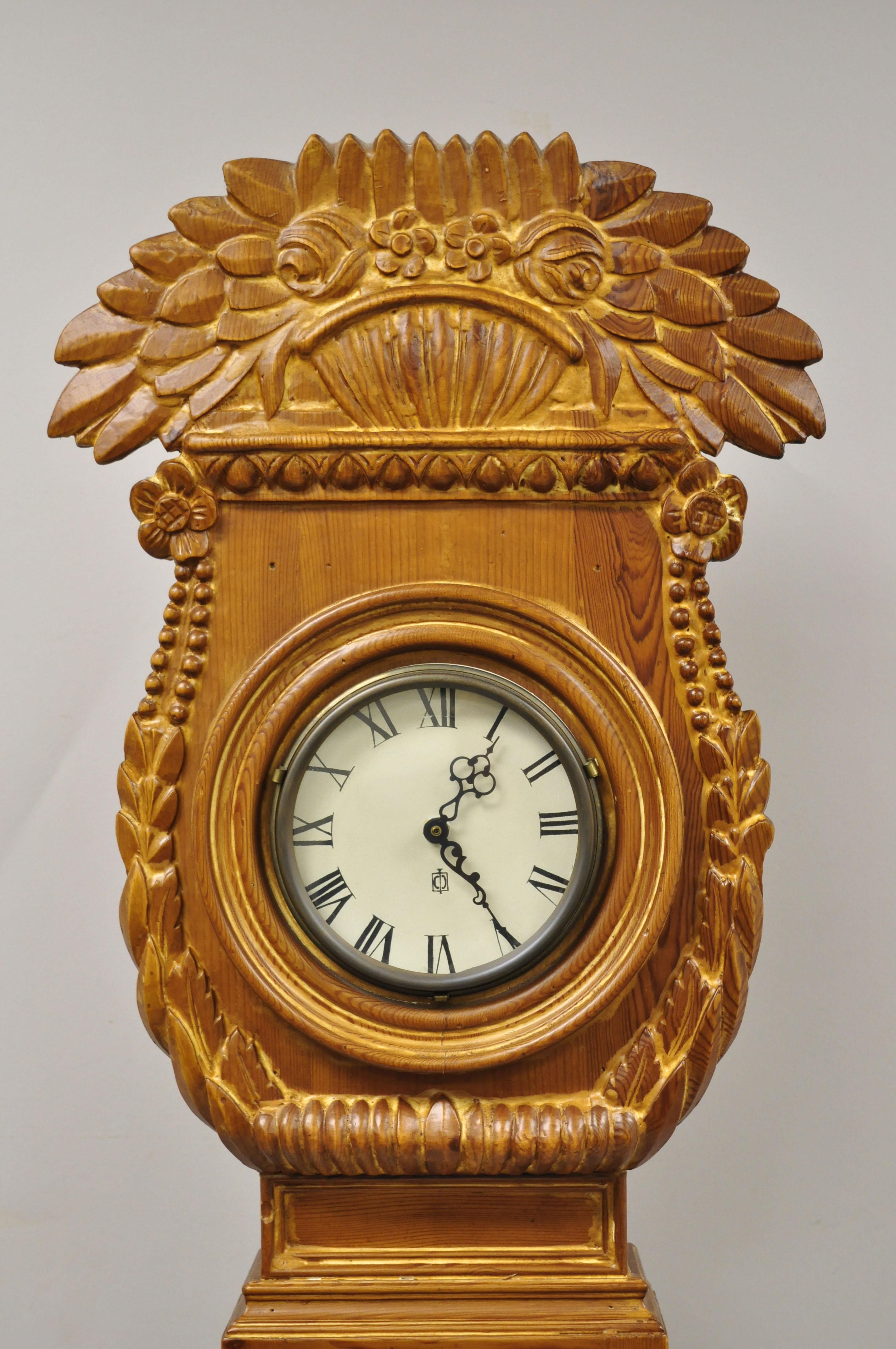 Vintage Chapman Longcase Grandfather Grandaughter Pine Wood Case Clock Spain For Sale 4