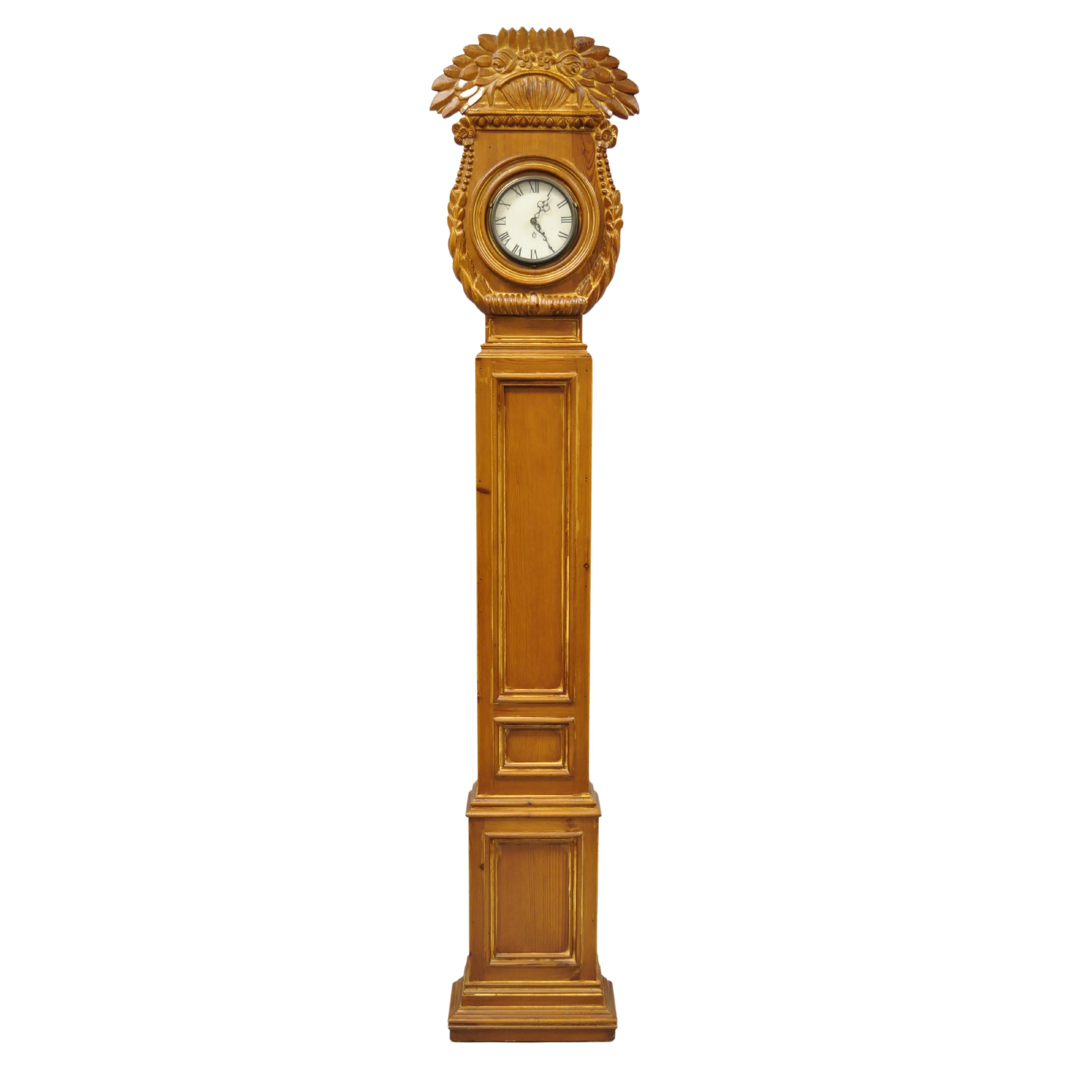Vintage Chapman Longcase Grandfather Grandaughter Pine Wood Case Clock Spain