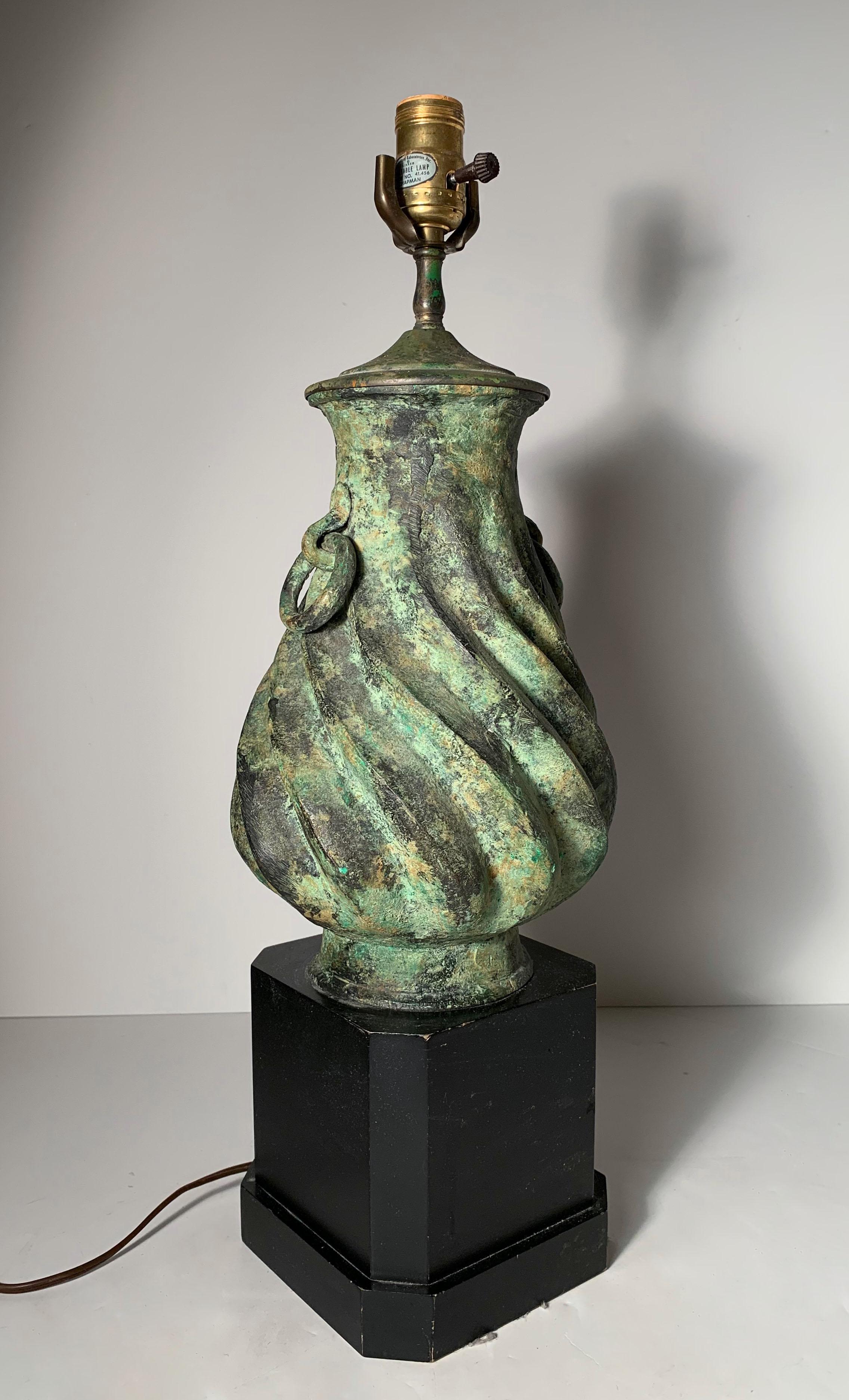 Unknown Vintage Chapman Oriental Bronze Urn Table Lamp