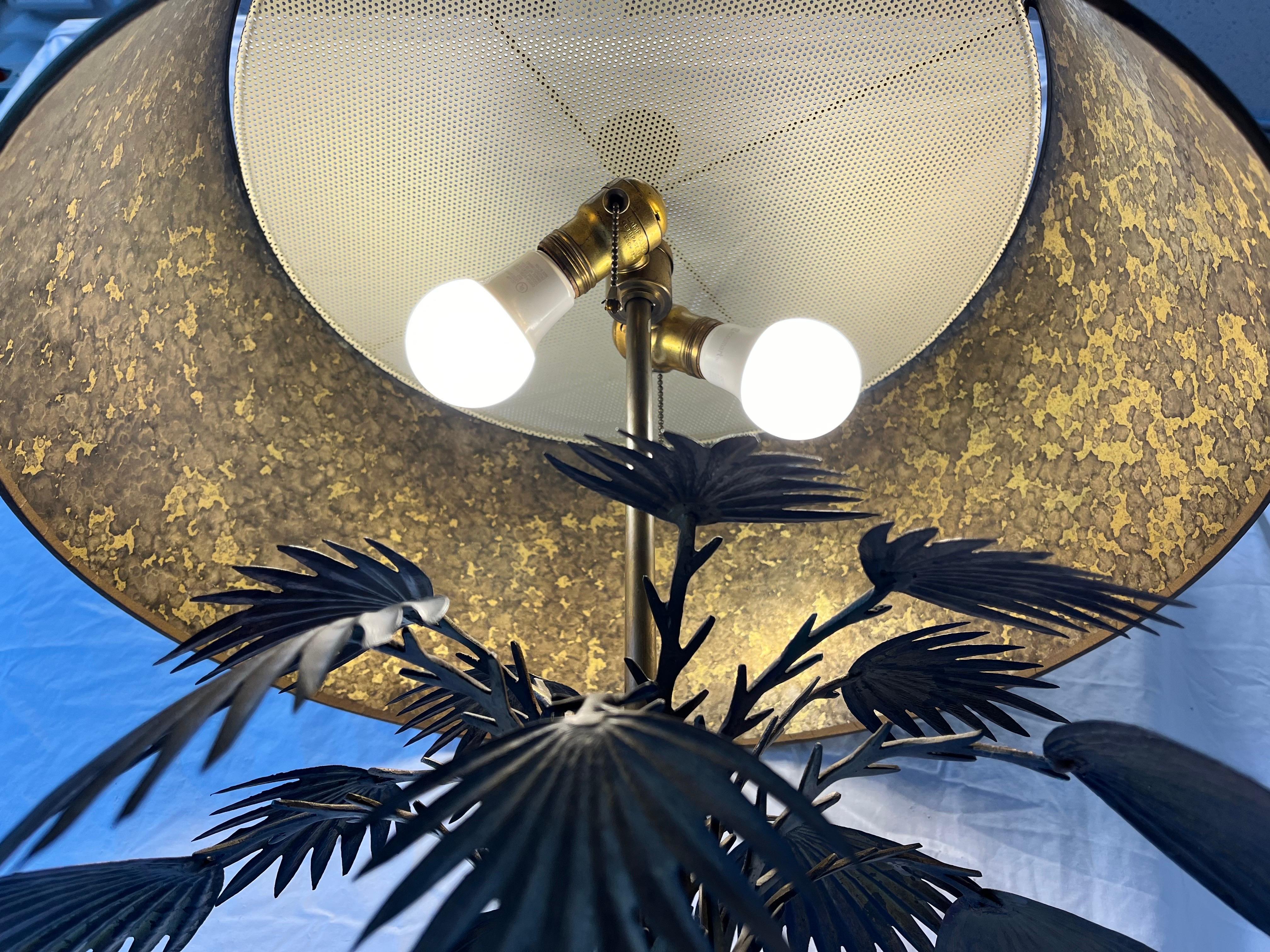 Vintage Chapman Palm Tree Table Lamp with Original Diffuser and Oil Drop Shade 3