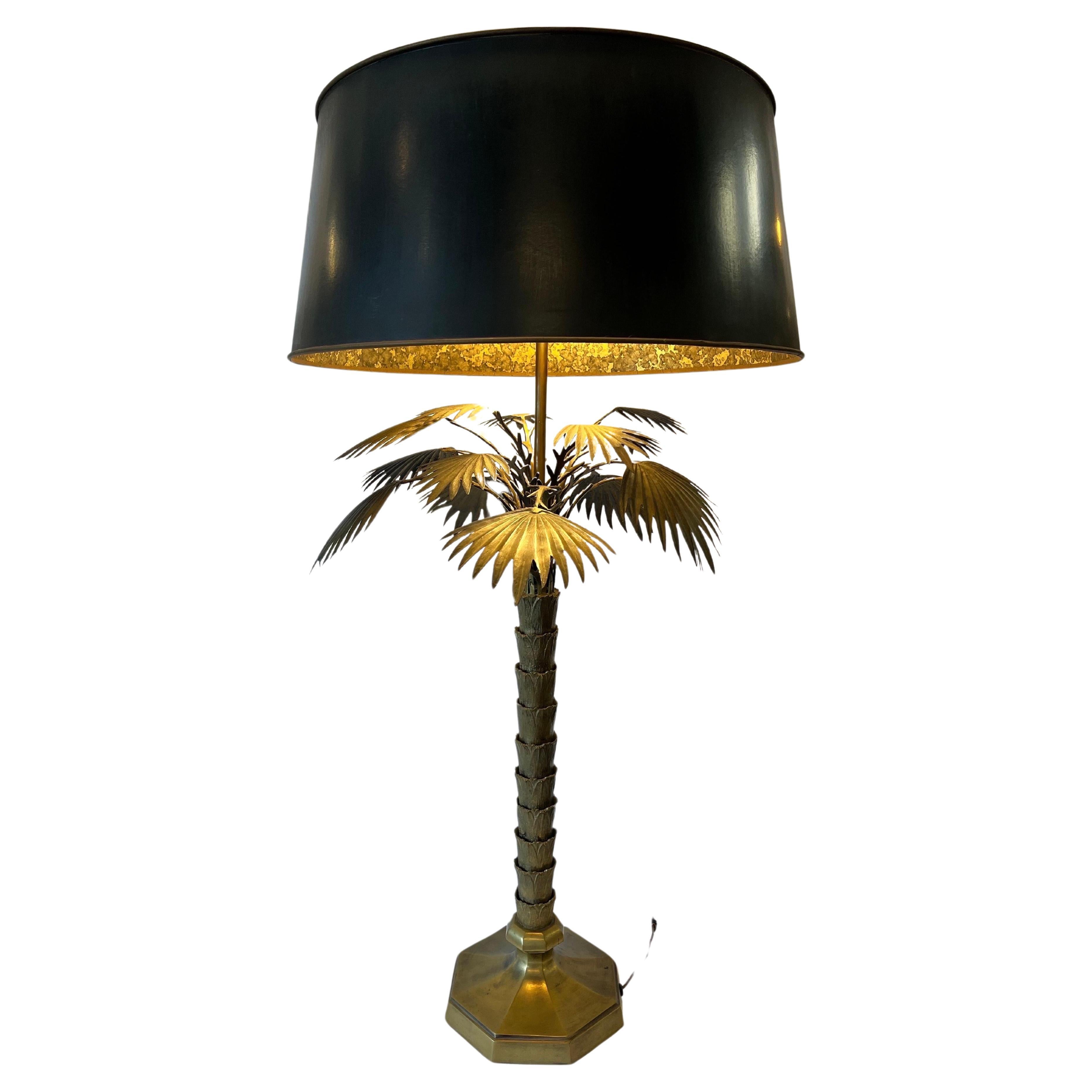 Vintage Chapman Palm Tree Table Lamp with Original Diffuser and Oil Drop Shade