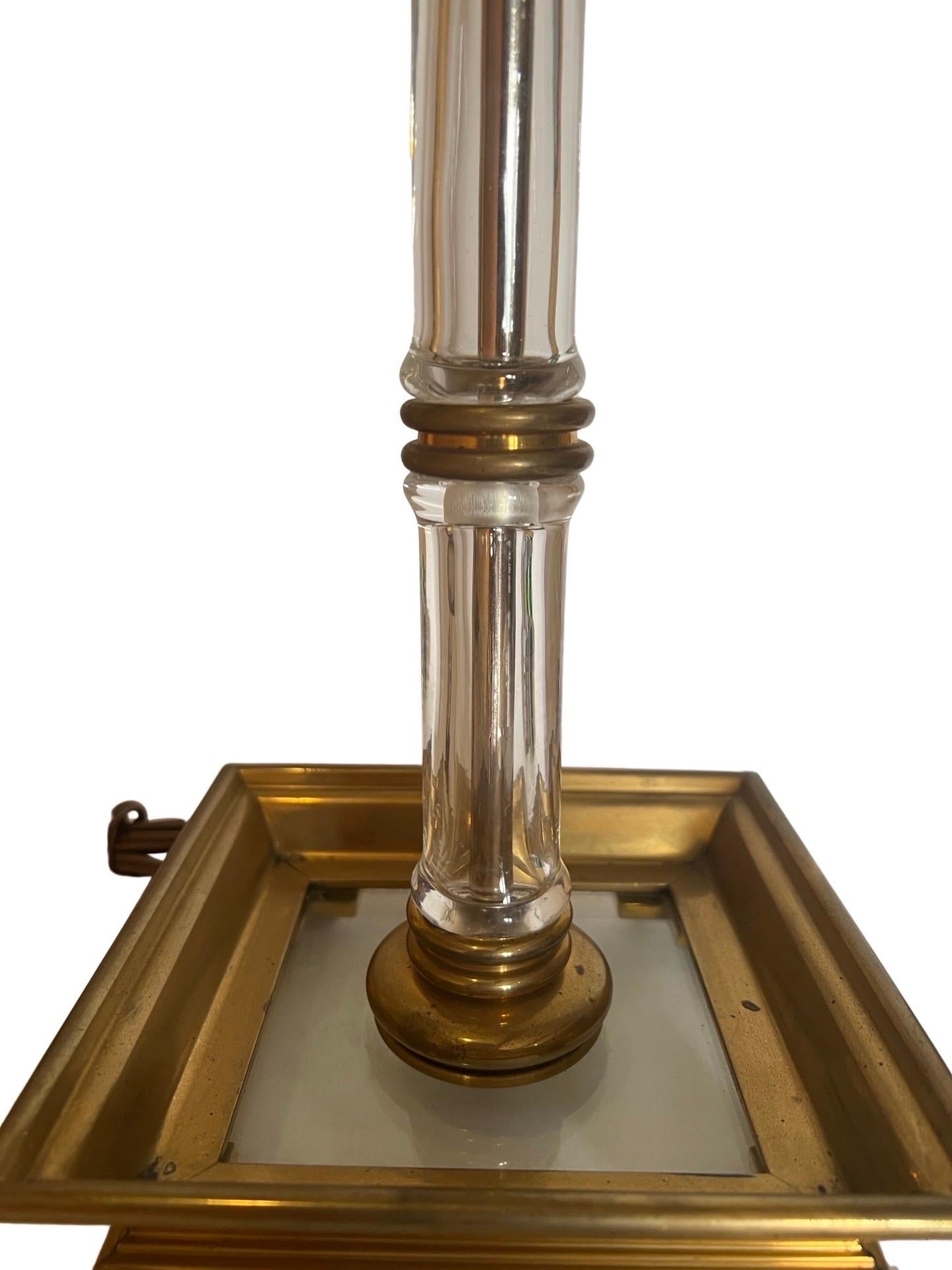 Vintage Chapman Regency Style Faux Bamboo Glass and Brass Table Lamp In Good Condition For Sale In Atlanta, GA