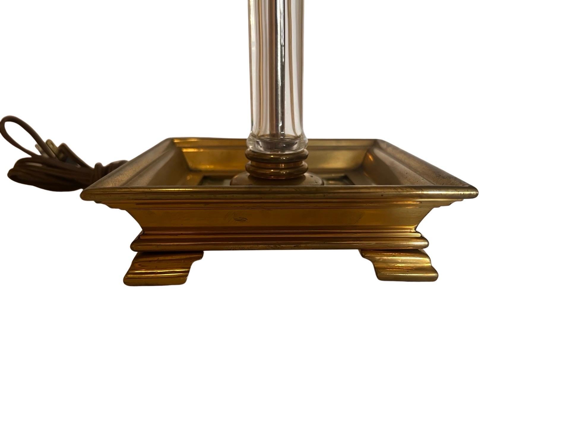 20th Century Vintage Chapman Regency Style Faux Bamboo Glass and Brass Table Lamp For Sale