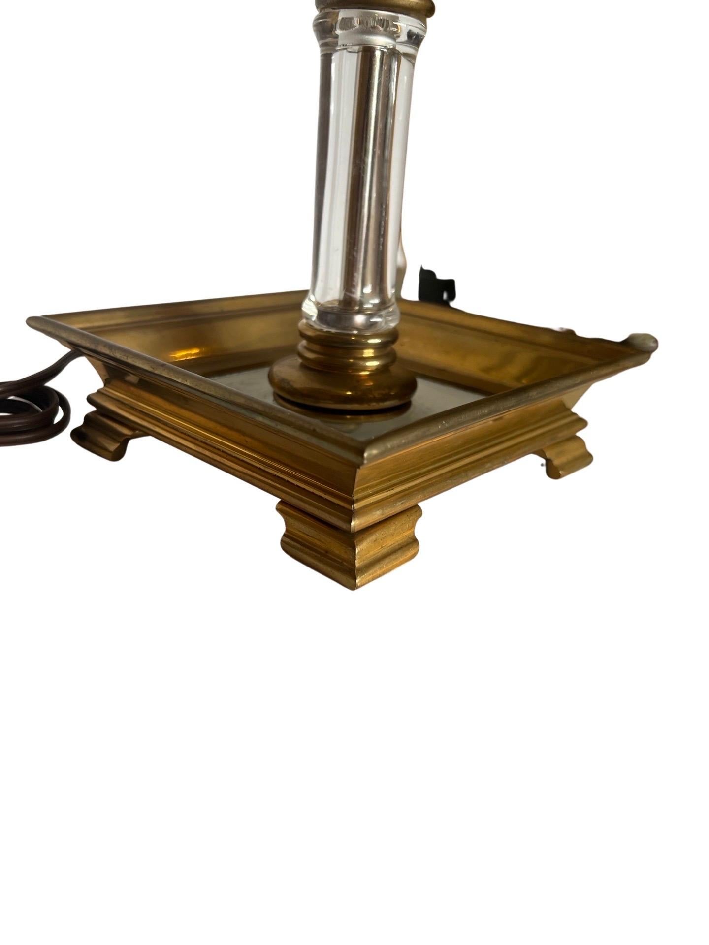 Vintage Chapman Regency Style Faux Bamboo Glass and Brass Table Lamp For Sale 1