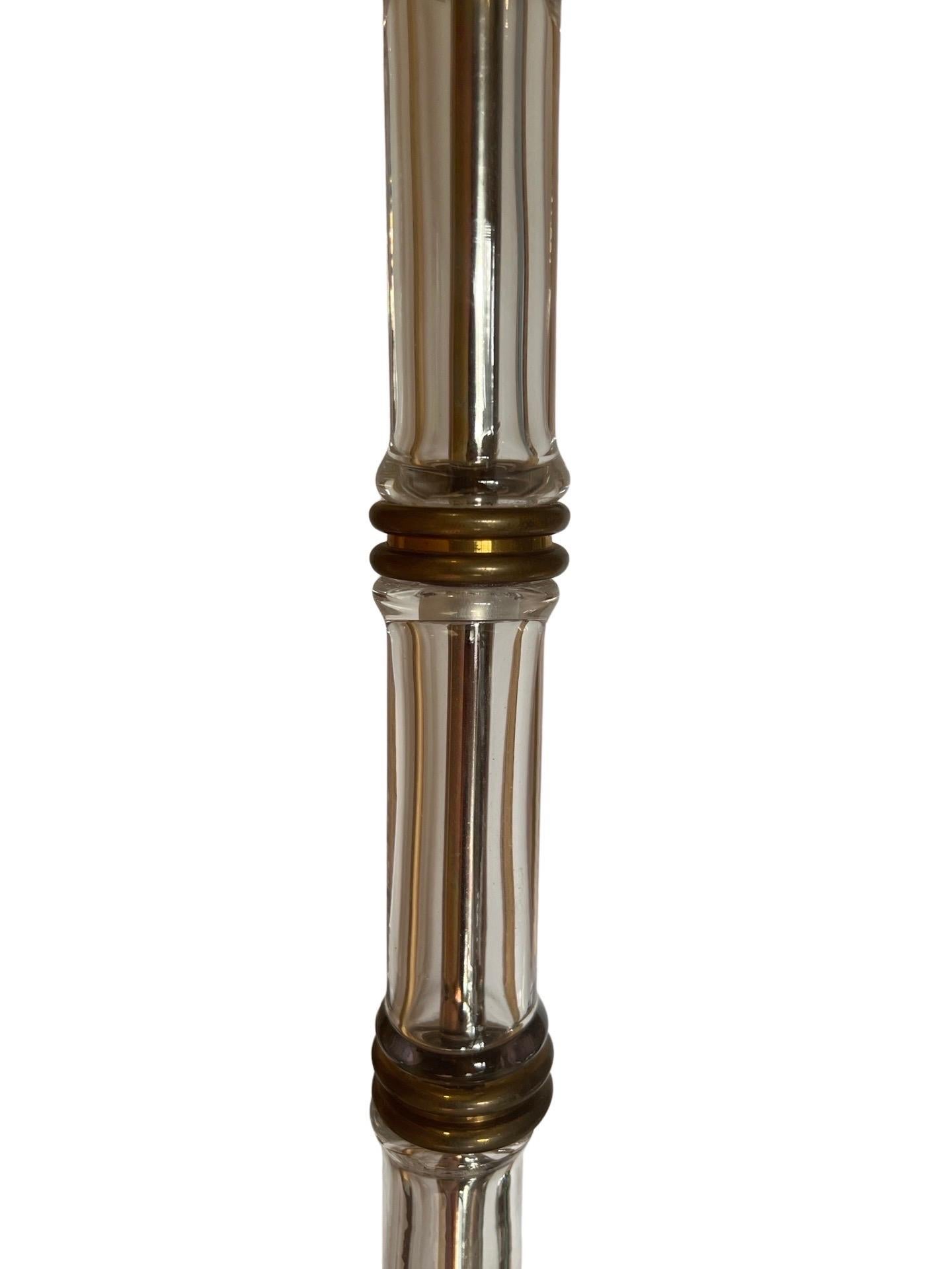 Vintage Chapman Regency Style Faux Bamboo Glass and Brass Table Lamp For Sale 3