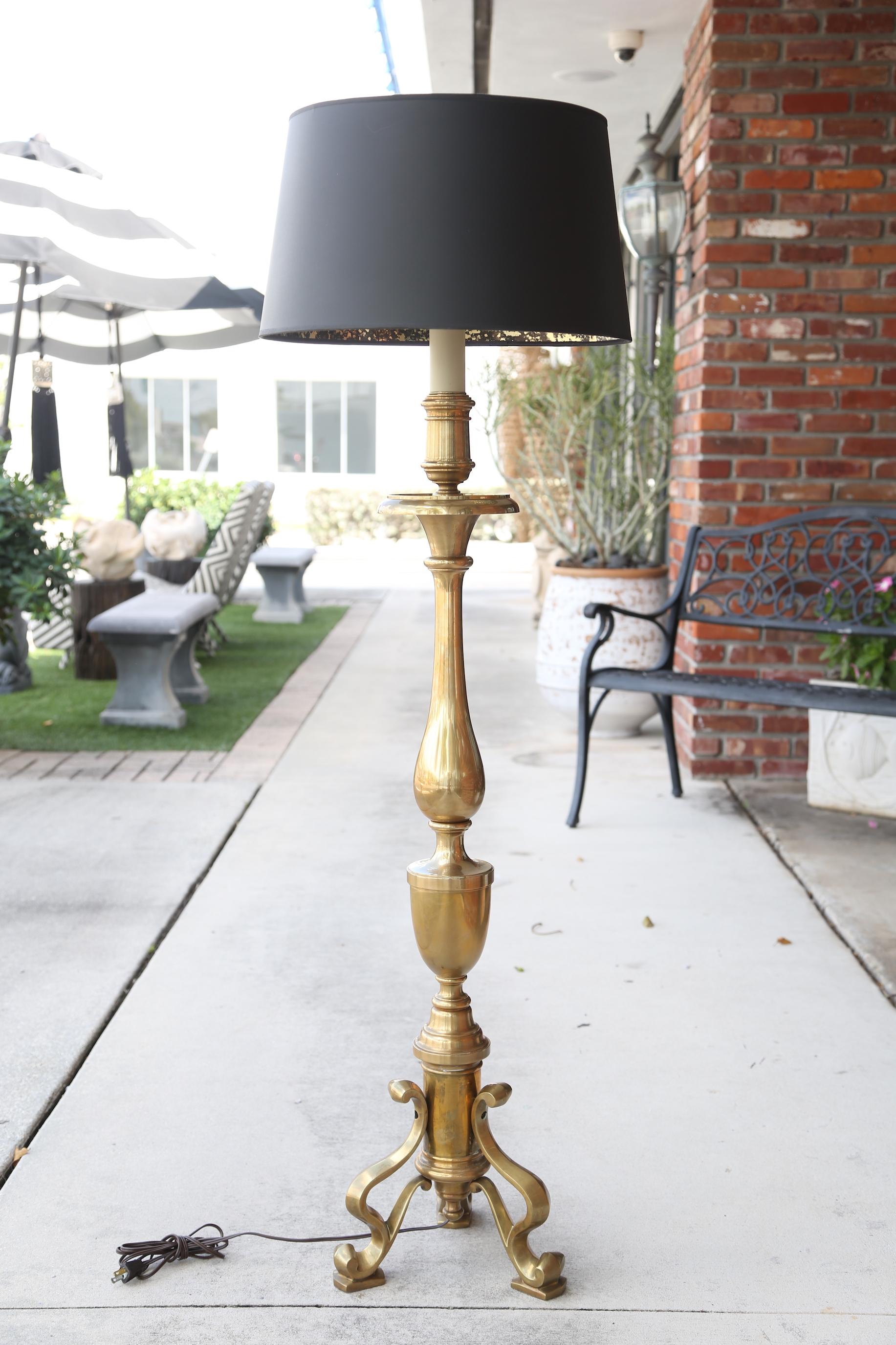 Vintage Chapman Solid Brass Floor Lamp In Good Condition In West Palm Beach, FL