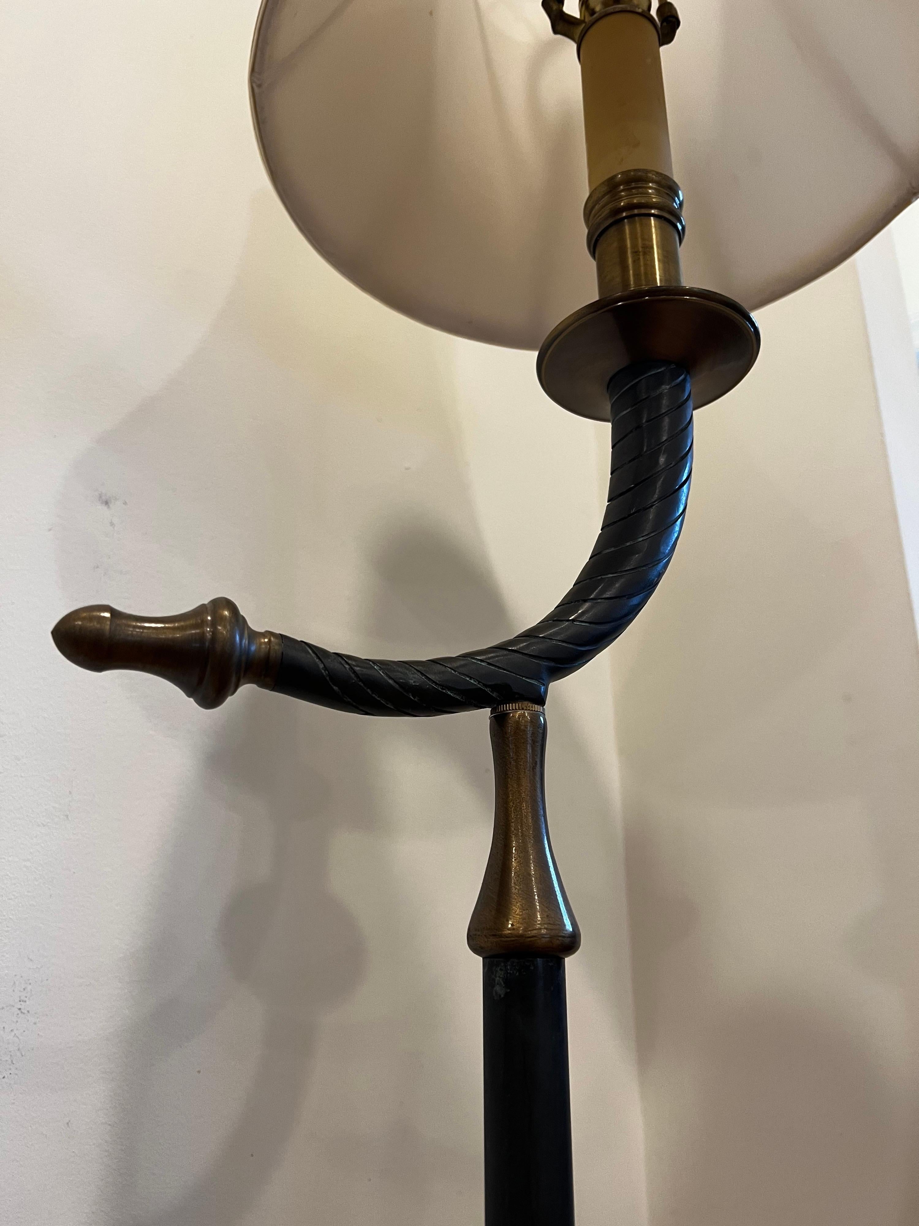 Vintage Chapman Style Bronze and Brass Faux Horn Floor Lamp For Sale 9