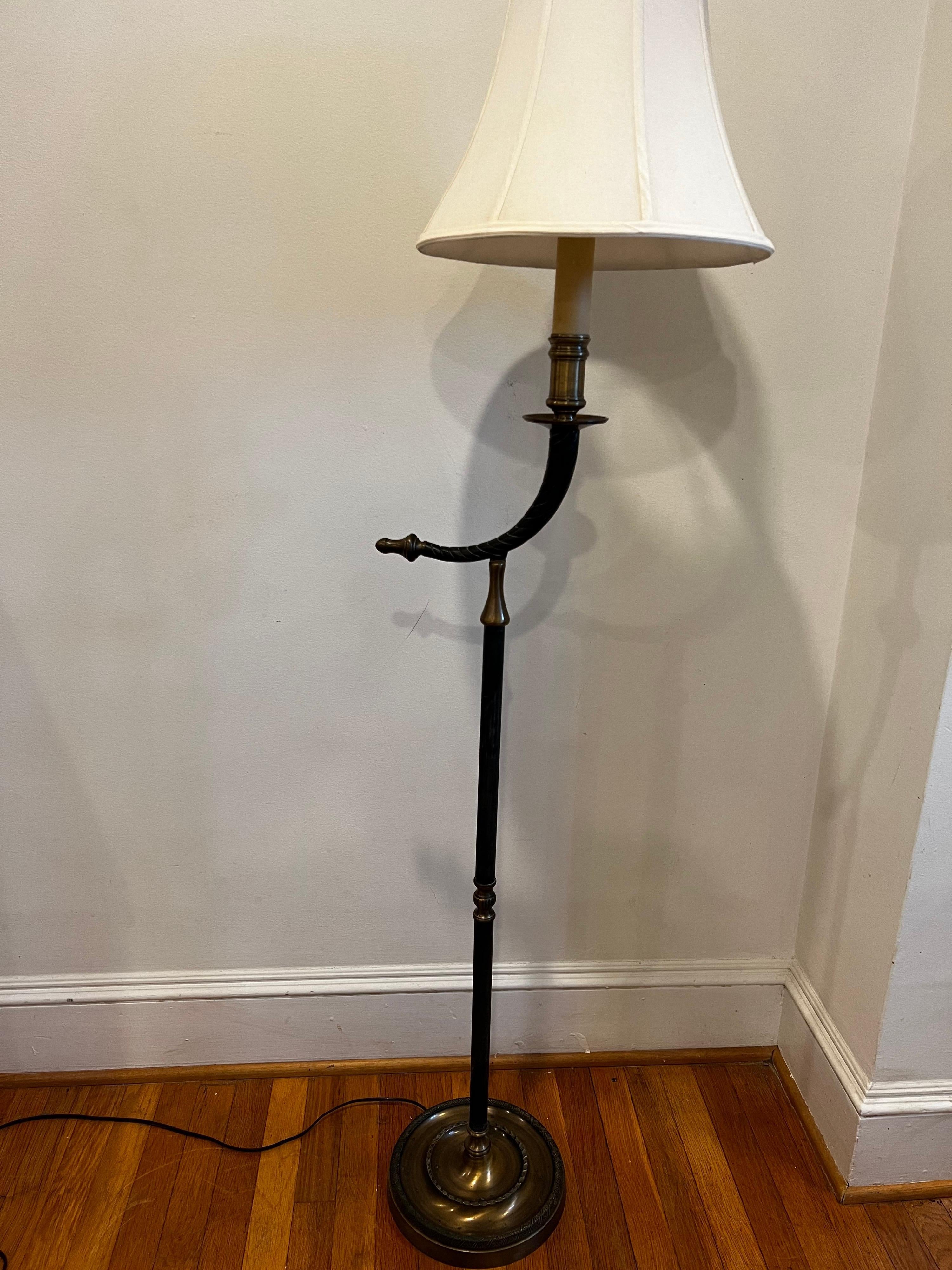 Vintage Chapman Style Bronze and Brass Faux Horn Floor Lamp For Sale 10