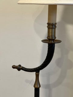 Vintage Chapman Style Bronze and Brass Faux Horn Floor Lamp