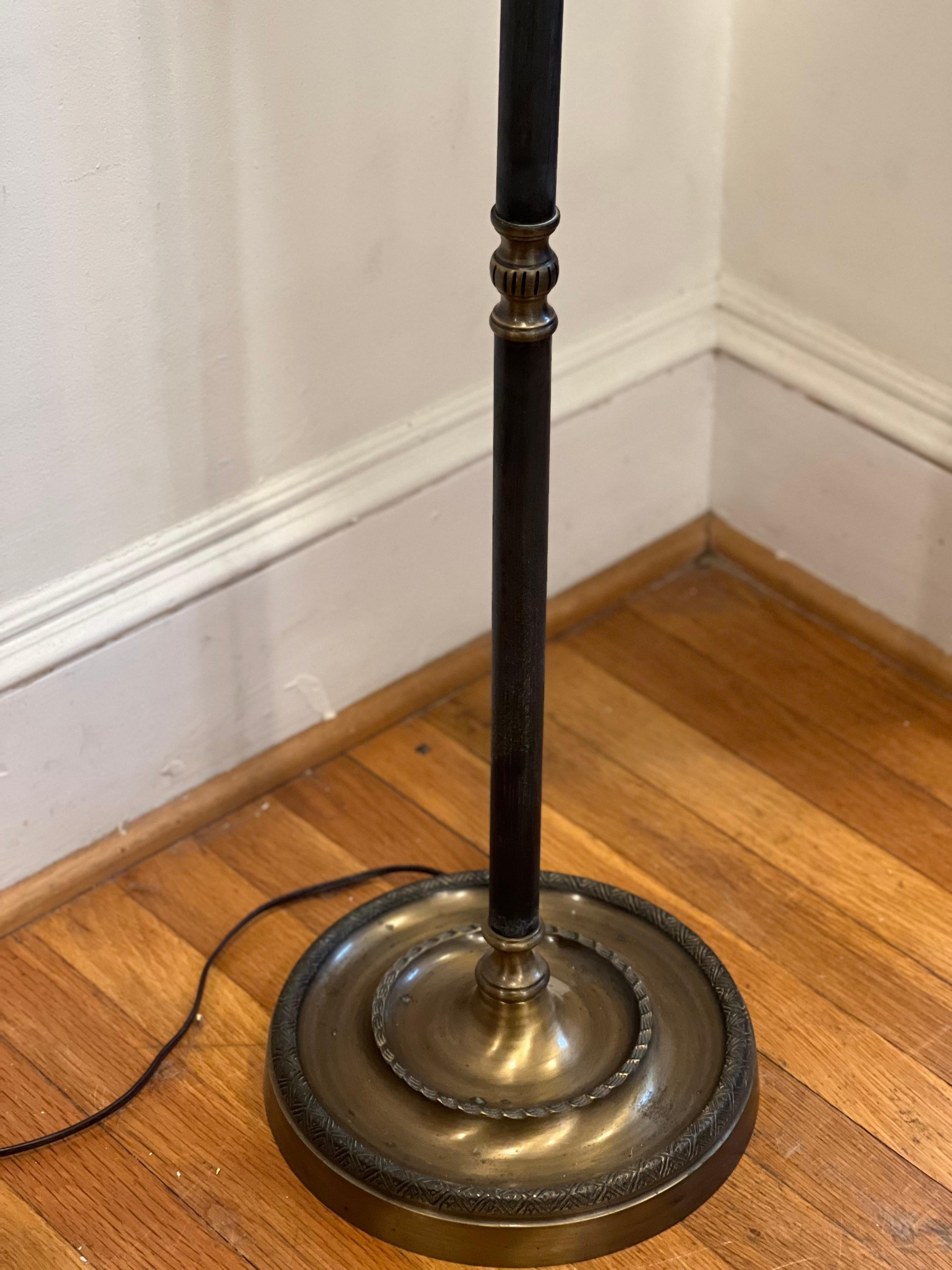 Vintage Chapman Style Bronze and Brass Faux Horn Floor Lamp For Sale 4