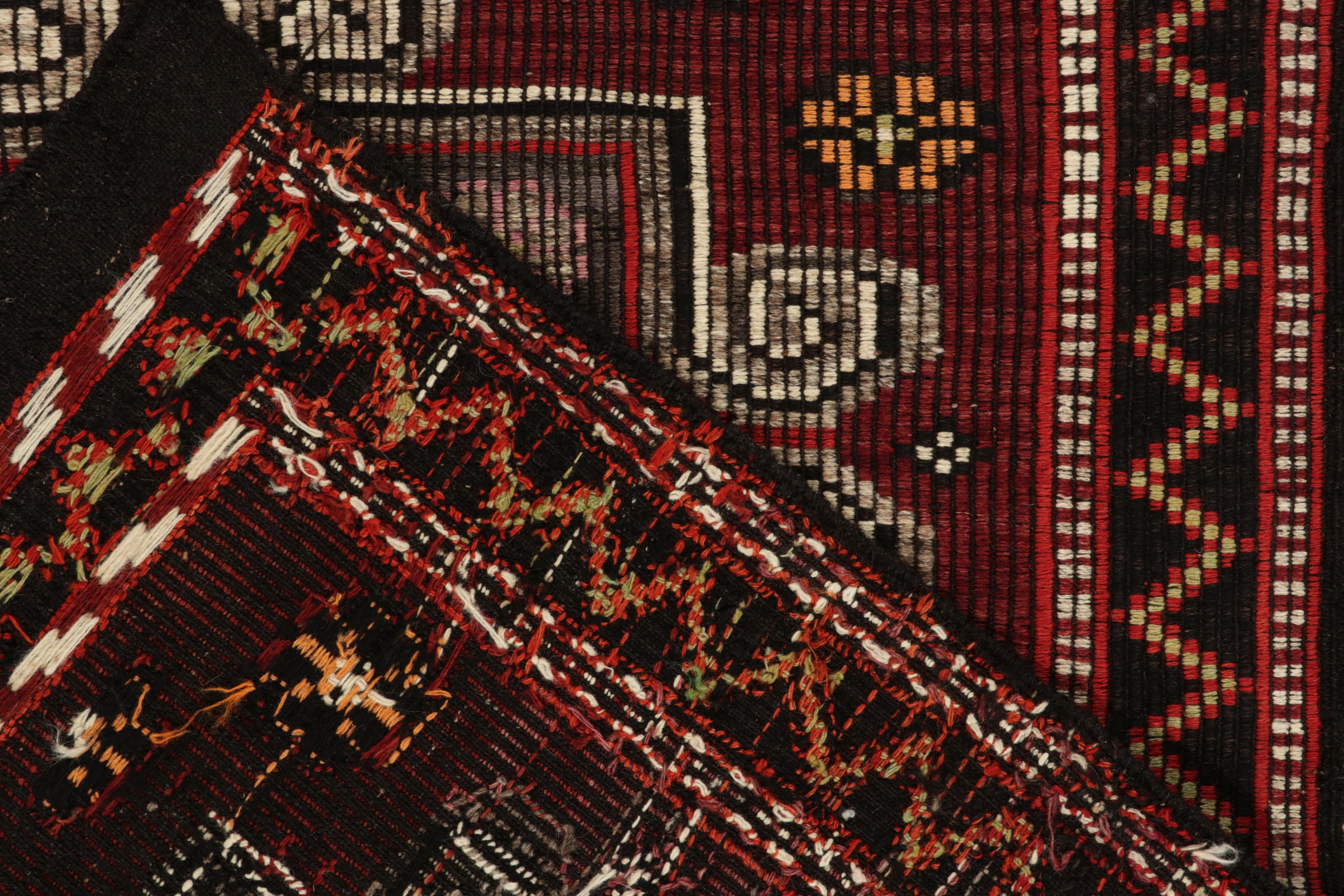 Mid-20th Century Vintage Chaput Kilim Rug in Red, Beige-Brown Geometric Floral by Rug & Kilim For Sale