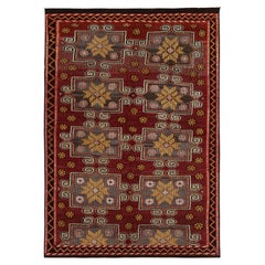 Vintage Chaput Kilim Rug in Red, Beige-Brown Geometric Floral by Rug & Kilim