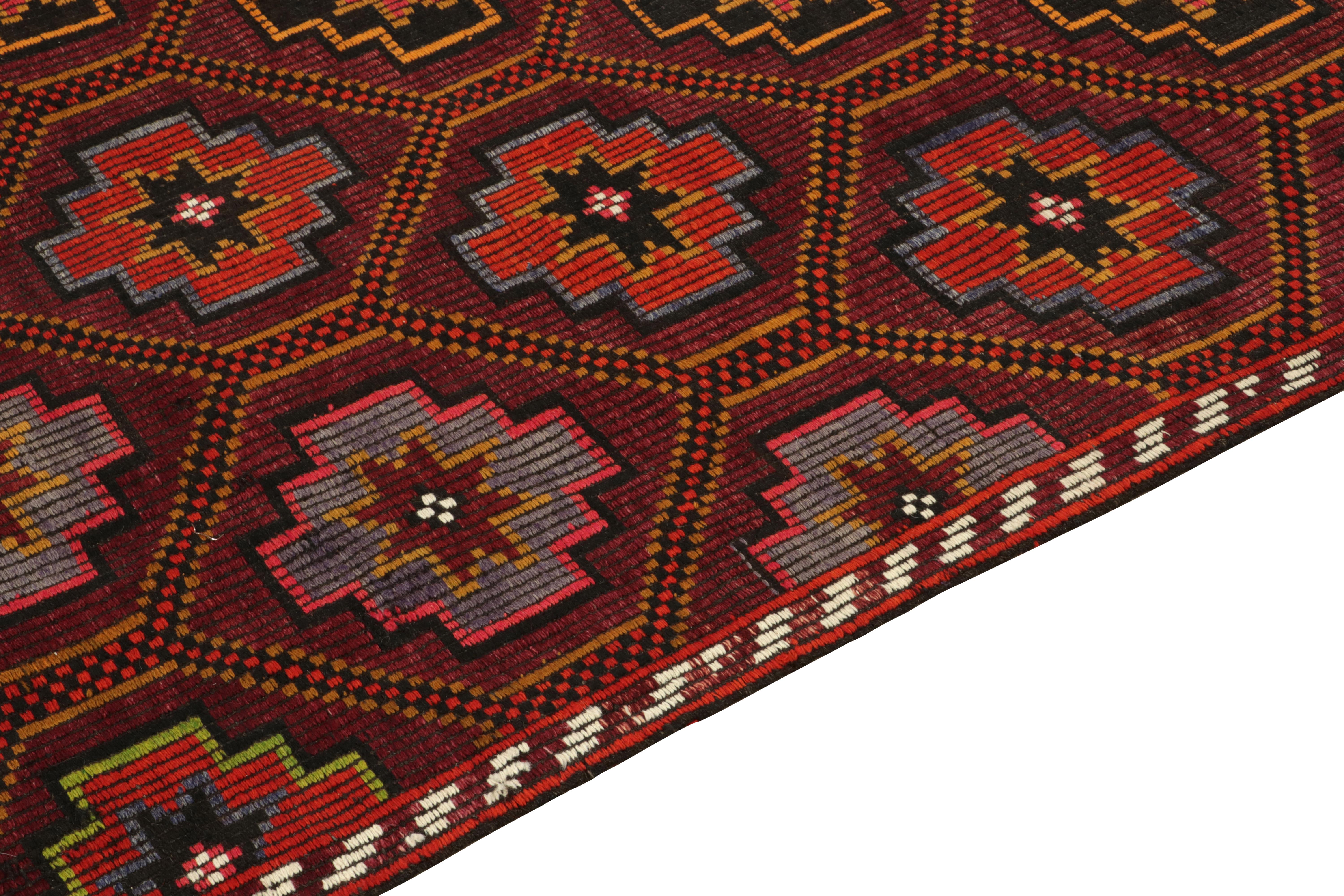 Vintage Chaput Kilim Rug in Red, Gold & Brown Geometric Patterns by Rug & Kilim In Good Condition For Sale In Long Island City, NY