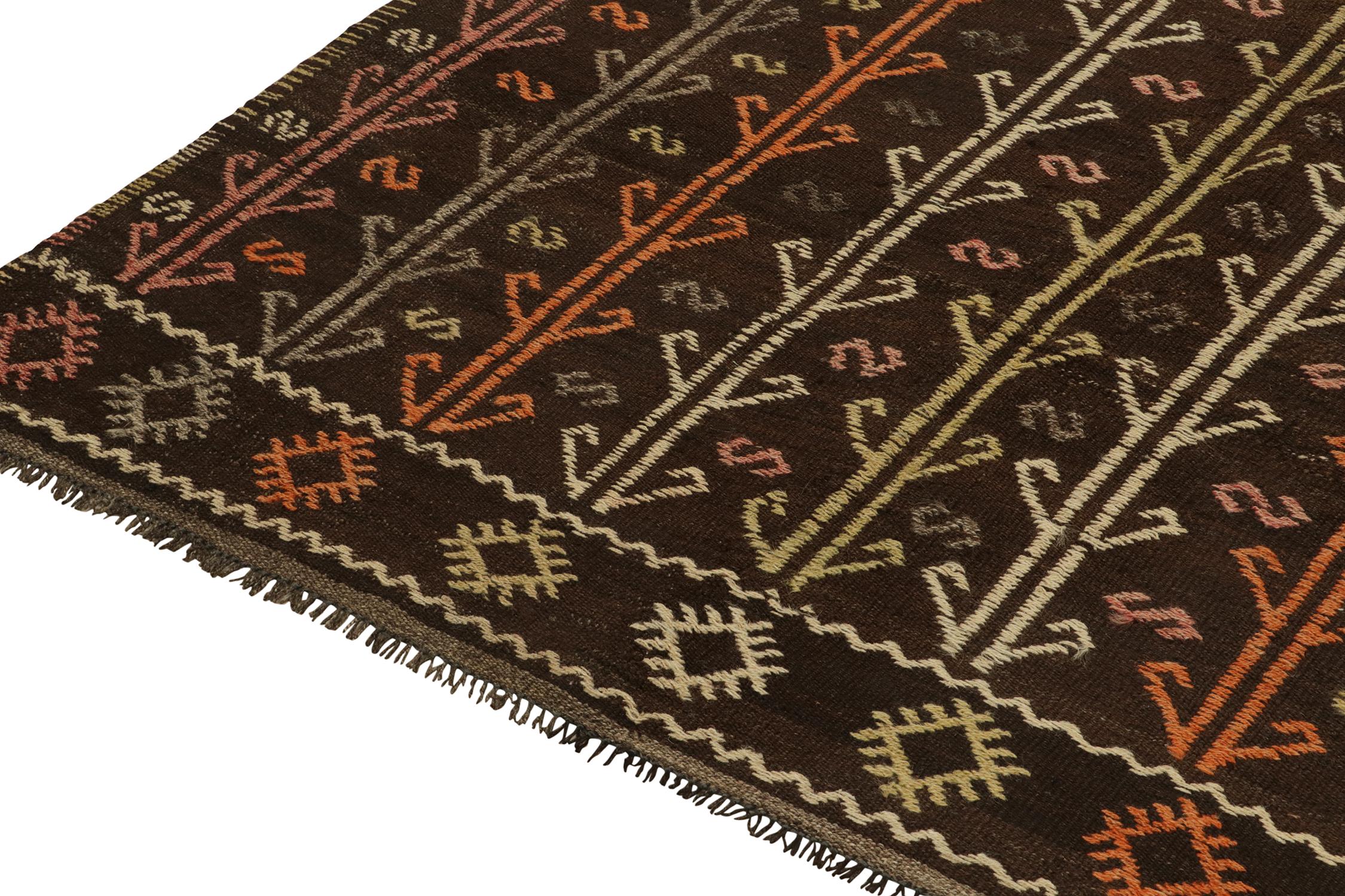 Vintage Chaput Style Kilim in Black, Orange, Grey Tribal Pattern by Rug & Kilim In Good Condition For Sale In Long Island City, NY