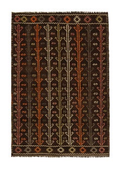 Tapis & Kilim - Tapis Kilim vintage de style Chaput à motif tribal noir, orange et gris