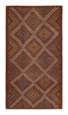Vintage-Kelim im Chaput-Stil mit roten Diamanten, blauen und grünen Akzenten von Teppich & Kelim