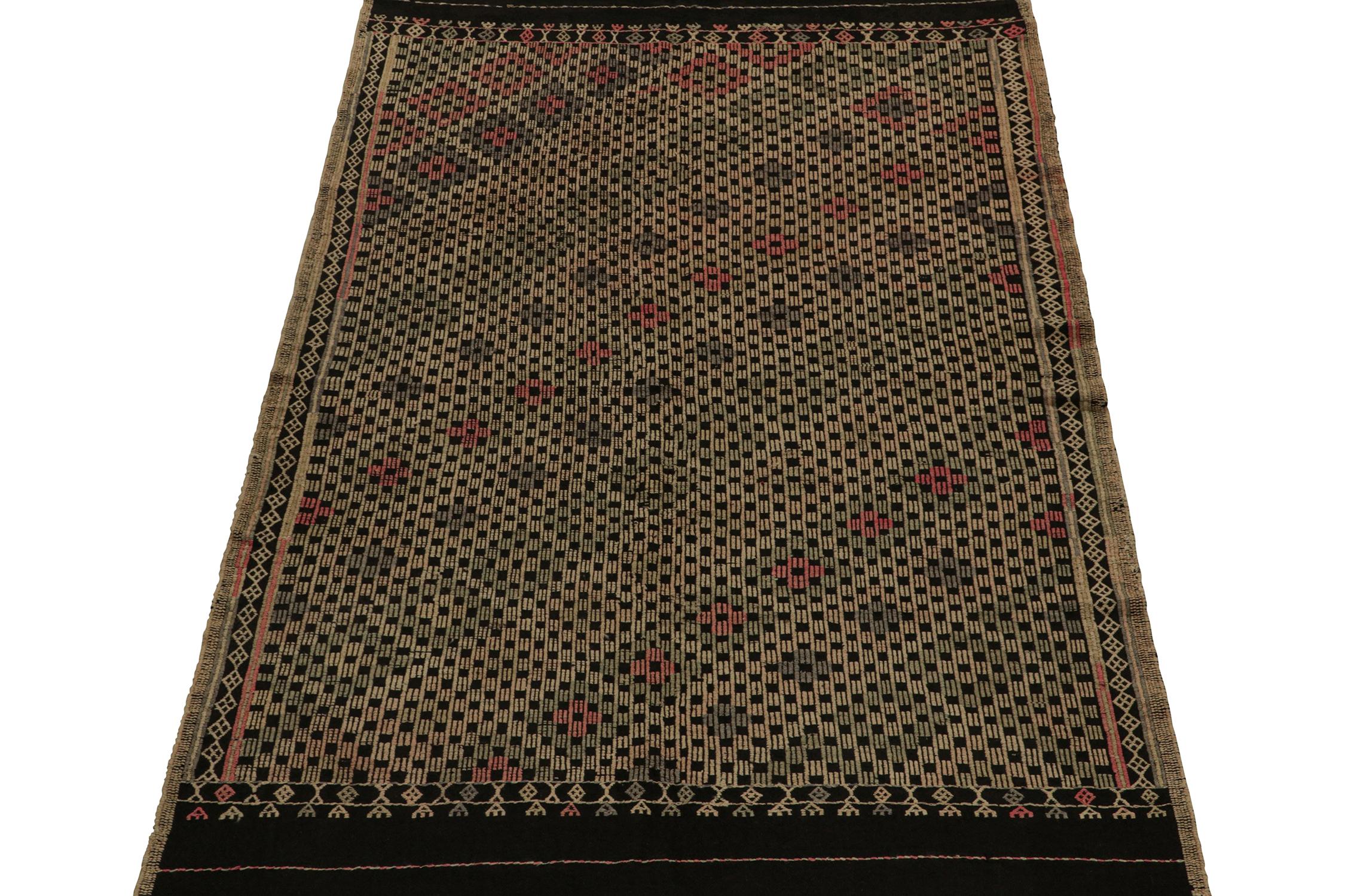 Turkish Vintage Chaput Tribal Kilim and Multicolor Geometric Pattern by Rug & Kilim For Sale