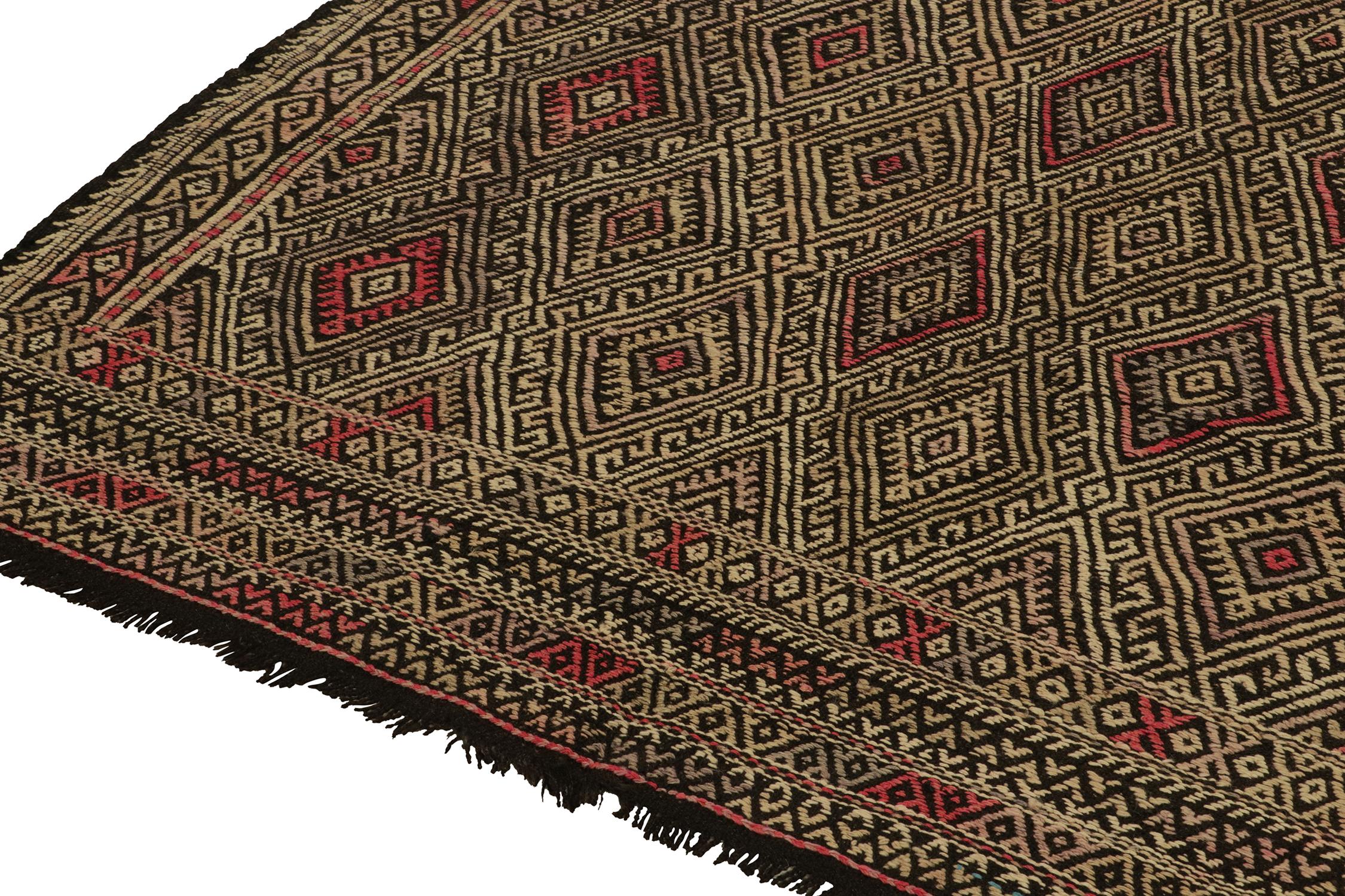 Vintage Chaput Tribal Kilim Beige-Brown and Red Diamond Pattern by Rug & Kilim In Good Condition For Sale In Long Island City, NY