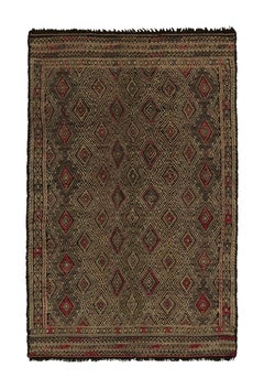 Vintage Chaput Tribal Kilim Beige-Brown and Red Diamond Pattern by Rug & Kilim