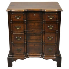 Vintage Charak English Chippendale Style Mahogany 4 Drawer Blockfront Chest