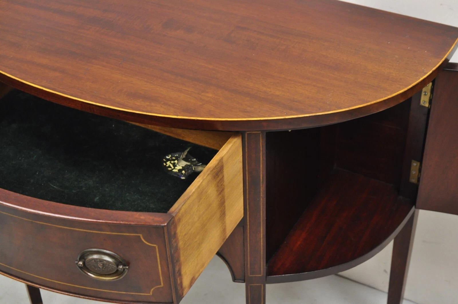 Vintage Charak Federal Style Mahogany Demilune Small Half Round Server Buffet 5