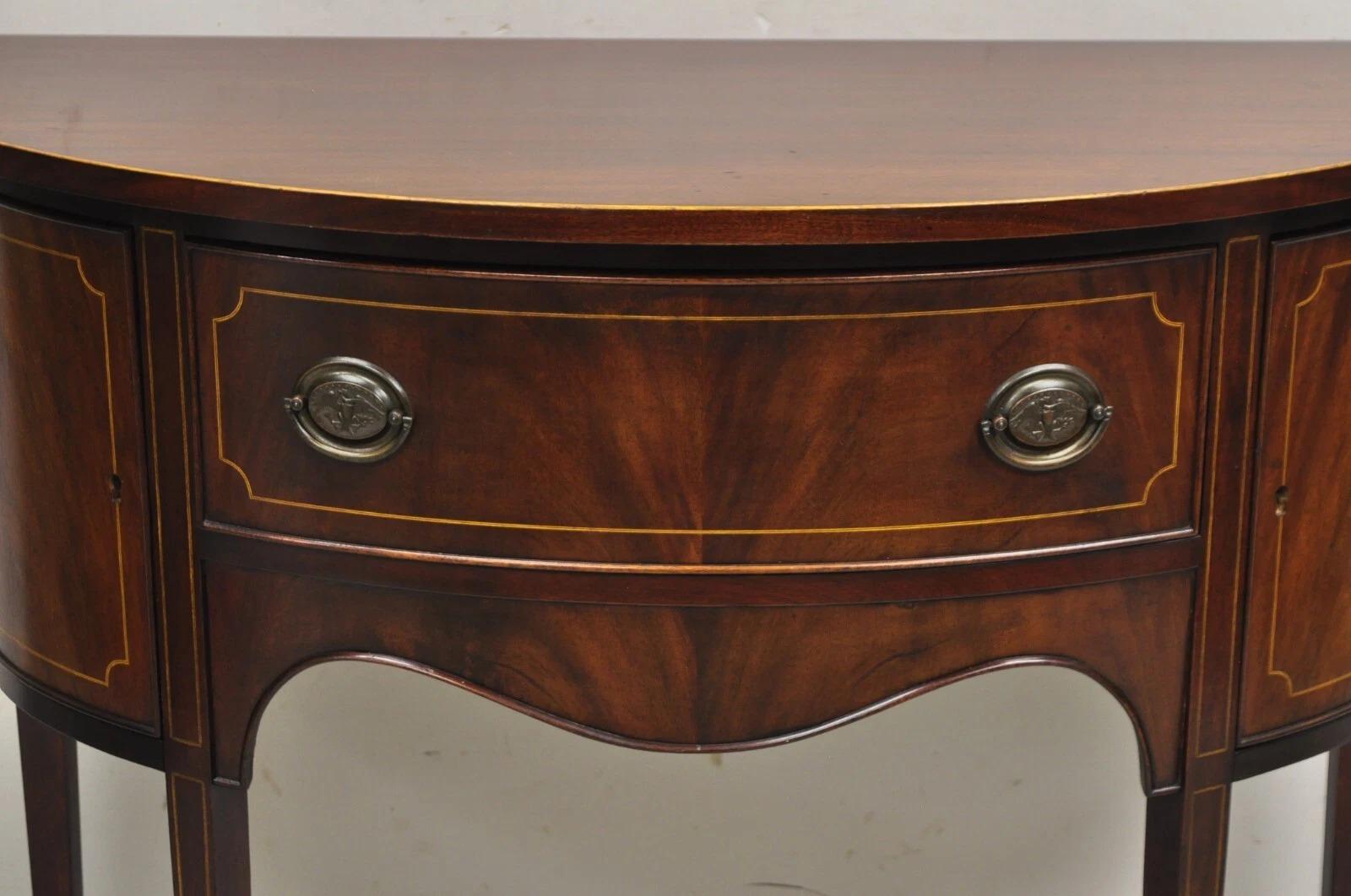 Unknown Vintage Charak Federal Style Mahogany Demilune Small Half Round Server Buffet