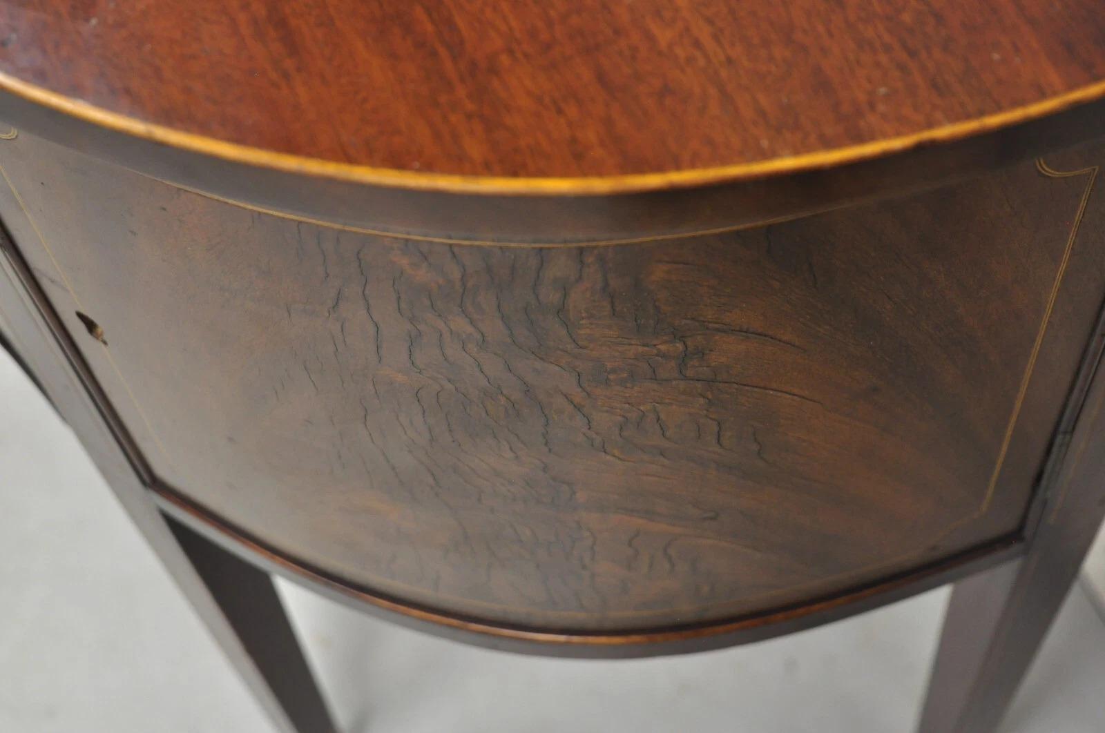 Vintage Charak Federal Style Mahogany Demilune Small Half Round Server Buffet 3