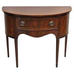 Vintage Charak Federal Style Mahogany Demilune Small Half Round Server Buffet