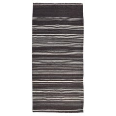 Antracite e grigio vintage  Kilim a righe orizzontali 5'x10'1''