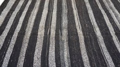 Vintage Charcoal and Gray Striped Goat Hair Kilim 6'5''x12'