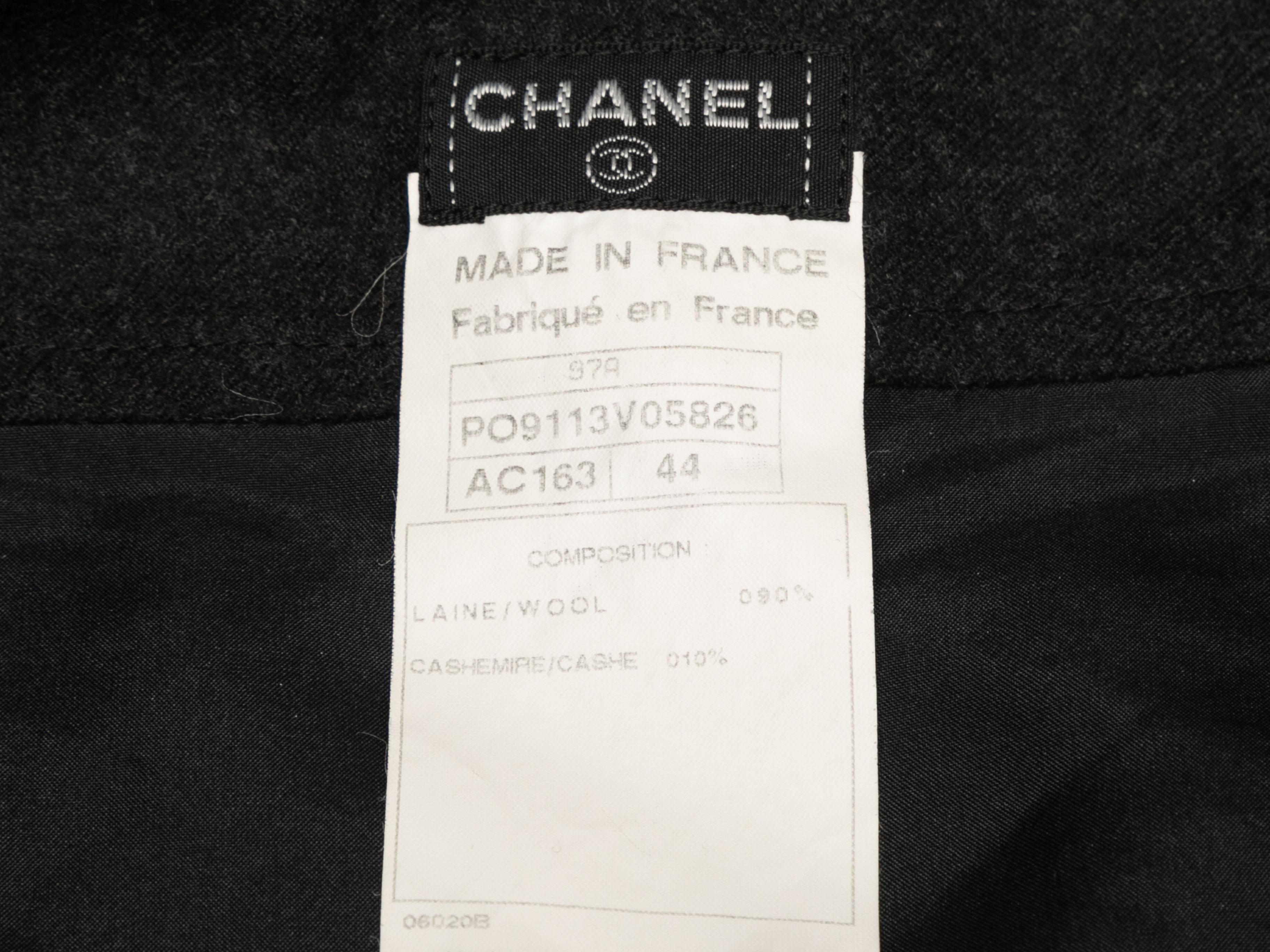 Vintage Charcoal Chanel Fall/Winter 1997 Skirt Size FR 44 In Good Condition For Sale In New York, NY