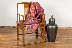 Vintage Charcoal Lidded Altar Vase with Stylized Acorn Finial