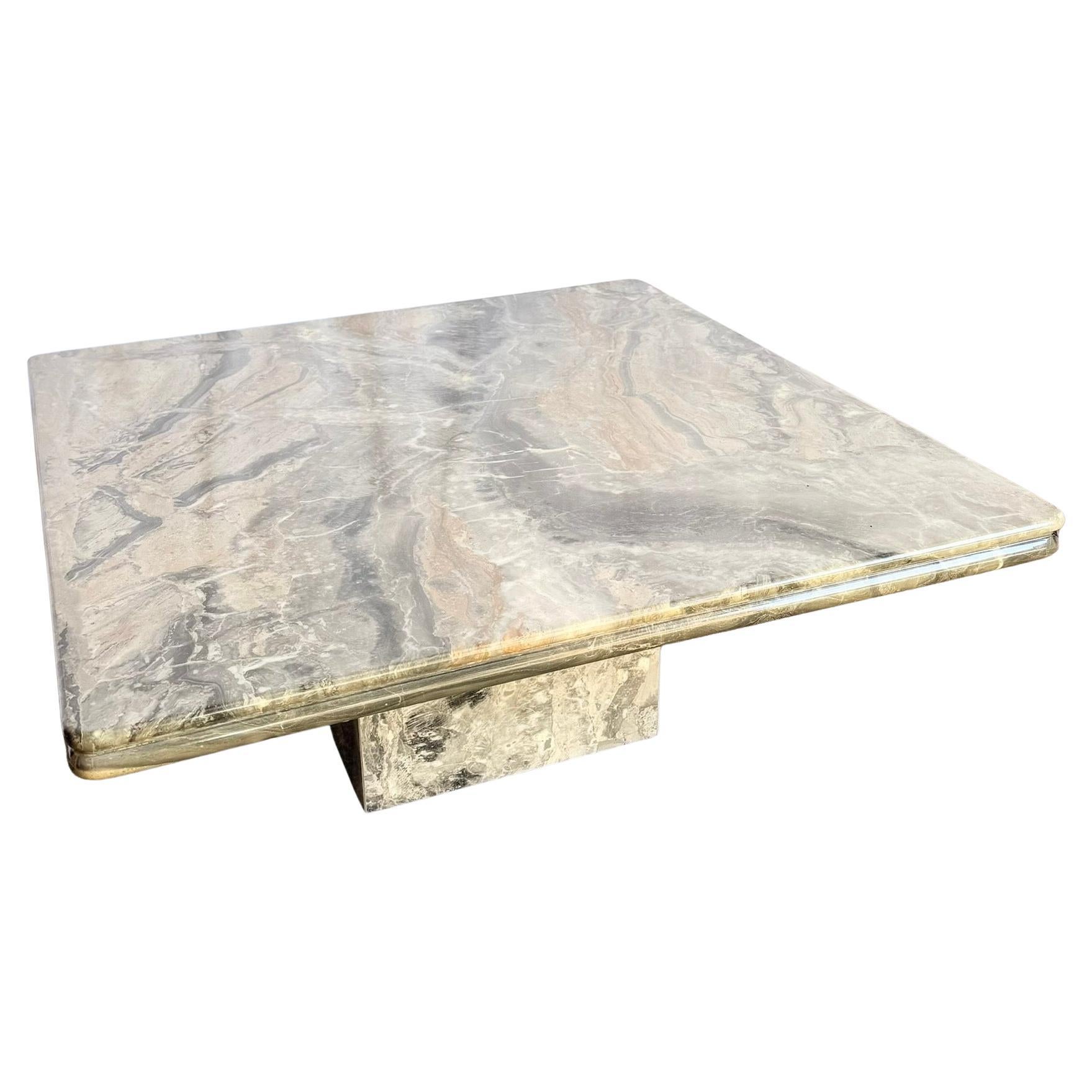 Vintage Charcoal Marble Square Top Coffee Table