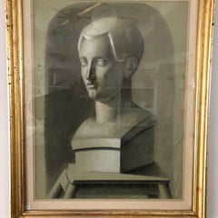 Vintage Charcoal Portrait in Neoclassic Style