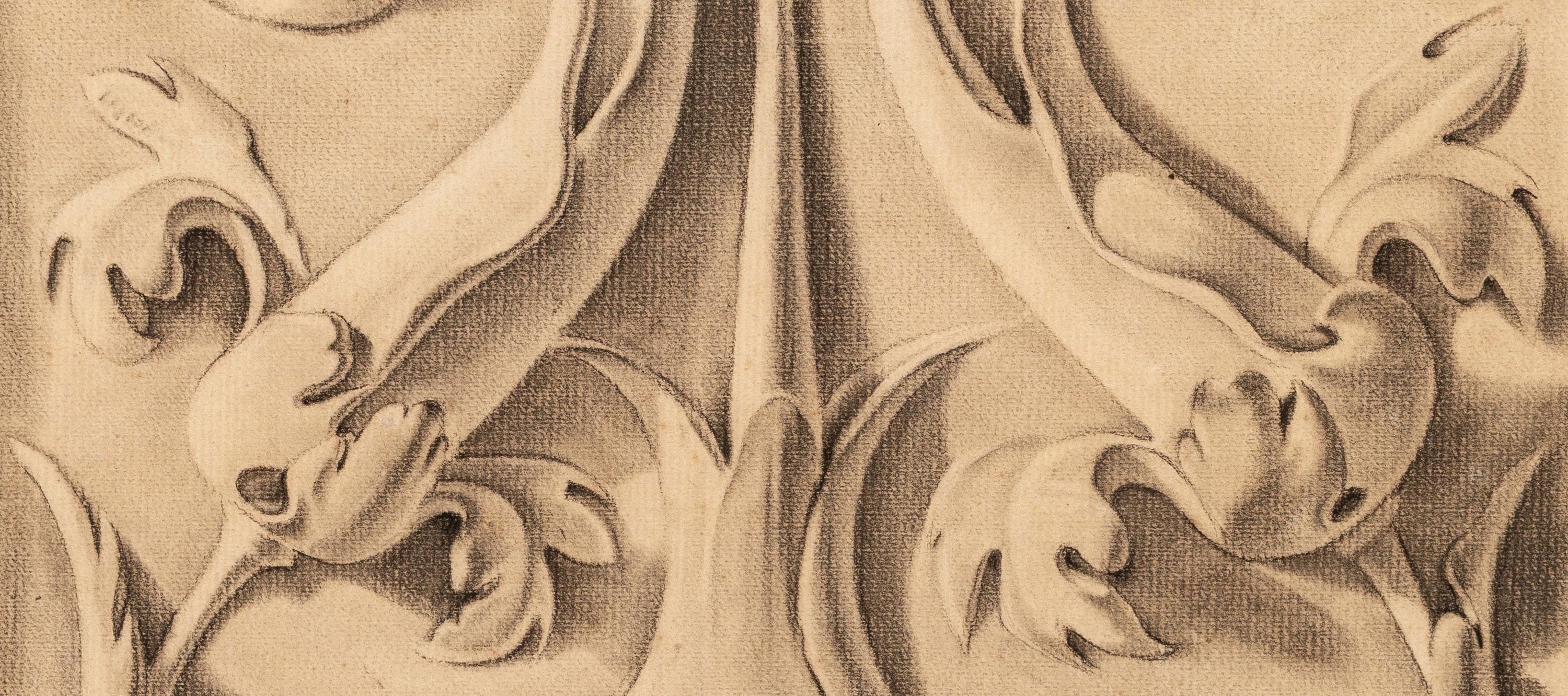 Vintage Kohlestudie eines architektonischen Details, Frühwerk, bekannter Künstler, Spanien (Neoklassisches Revival) im Angebot