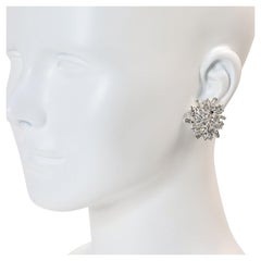 Vintage Charel Silberfarbene Diamant-Ohrringe Circa 1970er Jahre