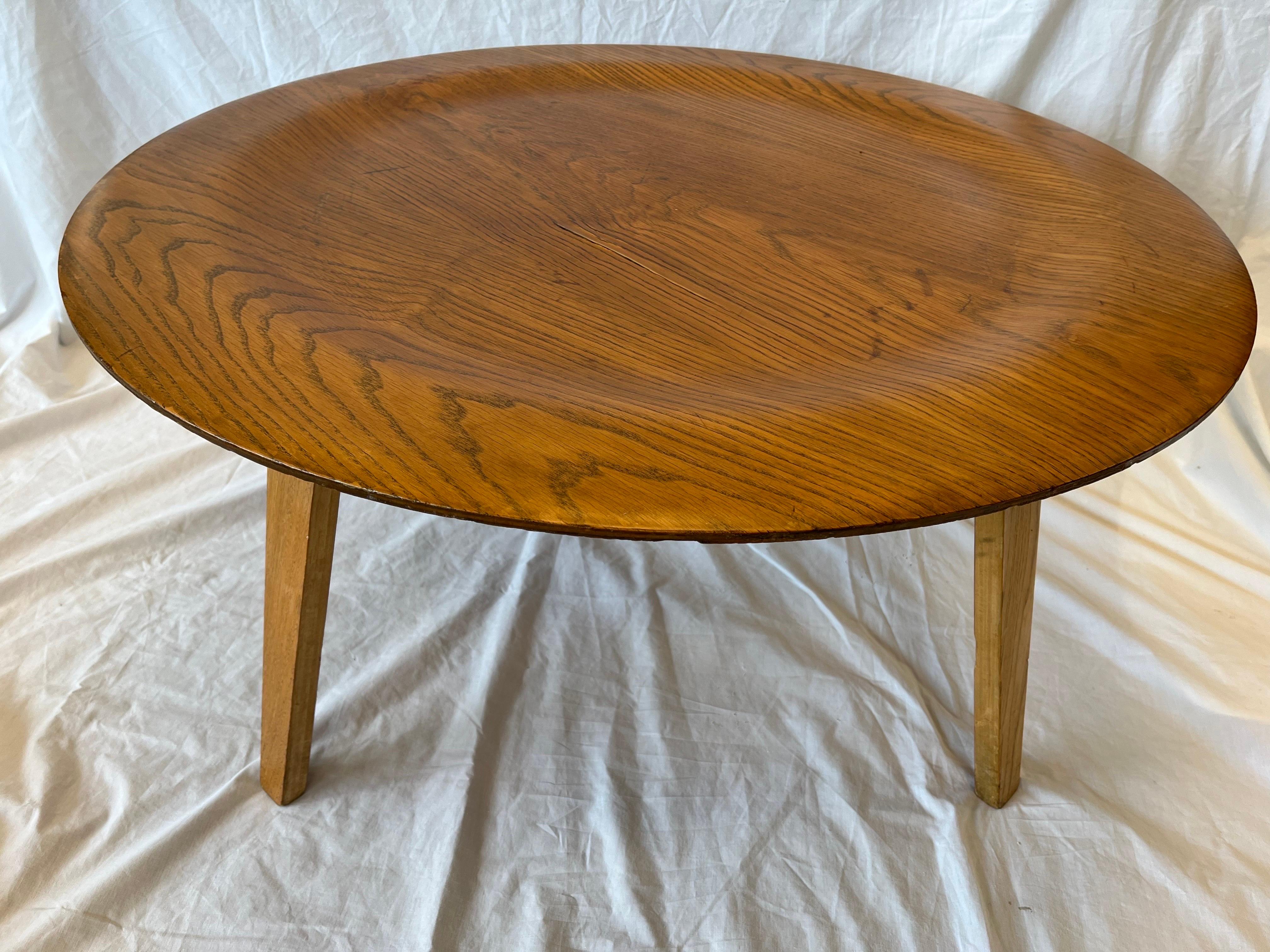 American Vintage Charles Eames CTW Molded Plywood Coffee Table circa 1950s Label Verso