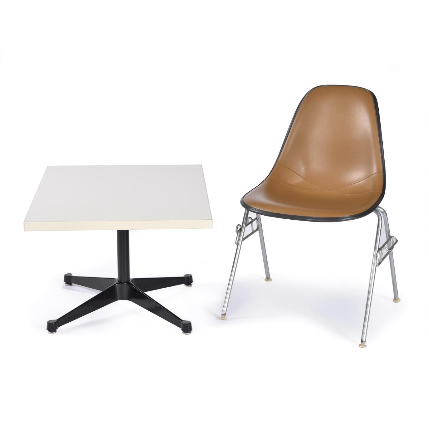 American Vintage Charles Eames for Herman Miller Rectangular White and Black Side Table For Sale
