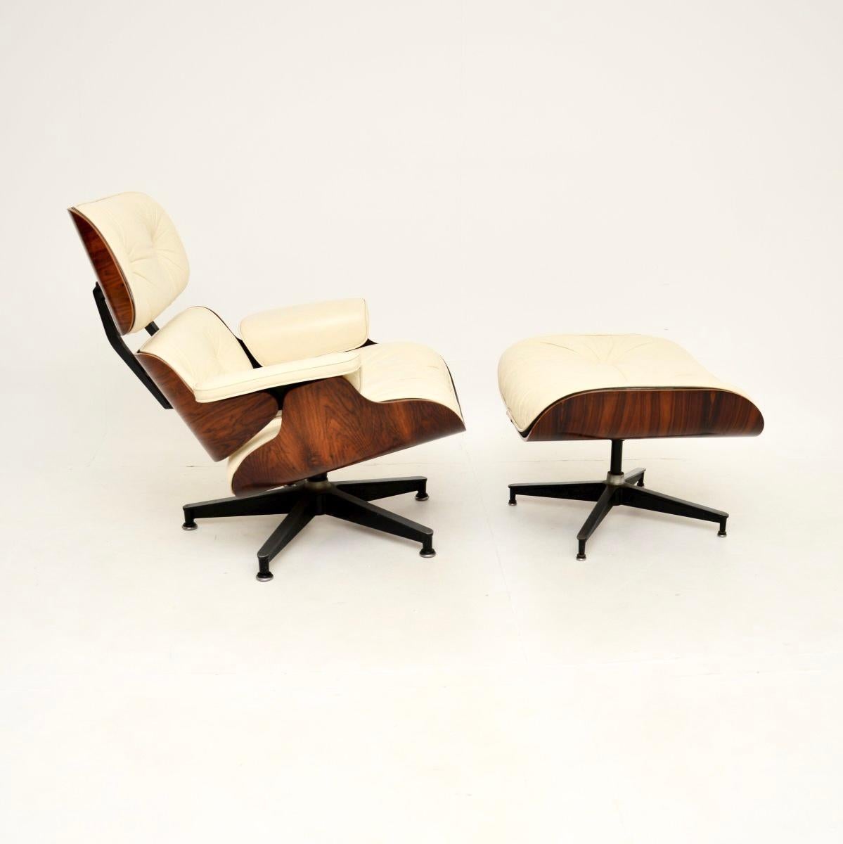 A superb original early vintage Charles Eames lounge chair and ottoman by Herman Miller in cream leather.

It is very rare to find these early editions, especially in such amazing condition. This is an amazing example, dating from the 1960-70’s.

We
