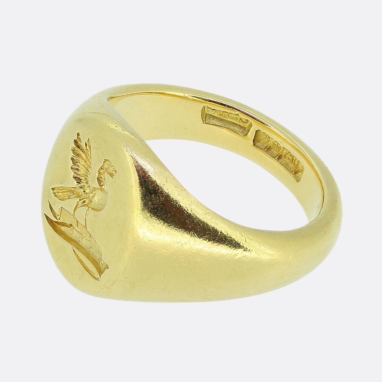 Vintage Charles Green and Sons Phoenix Signet Ring In Good Condition In London, GB