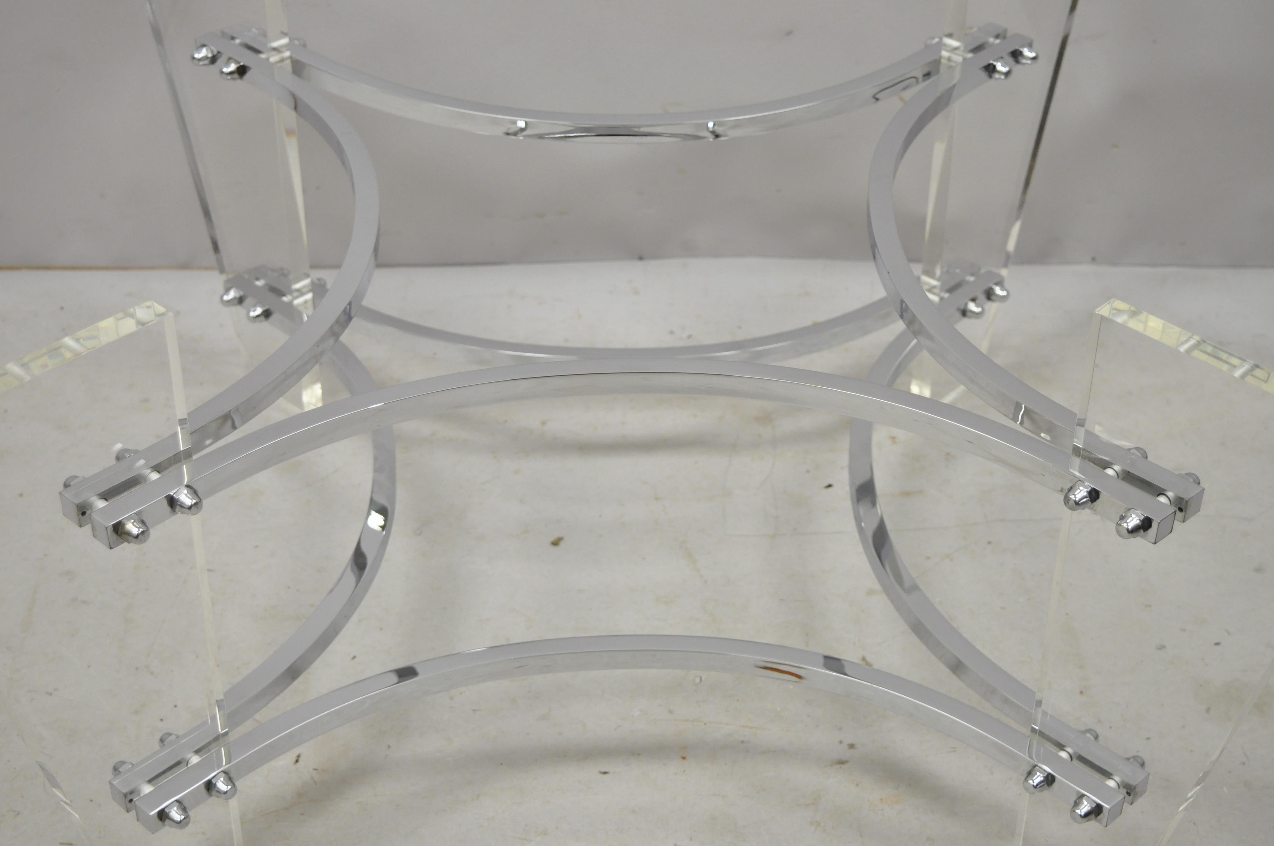 Vintage Charles Hollis Jones Lucite Chrome Mid-Century Modern Coffee Table Base In Good Condition In Philadelphia, PA