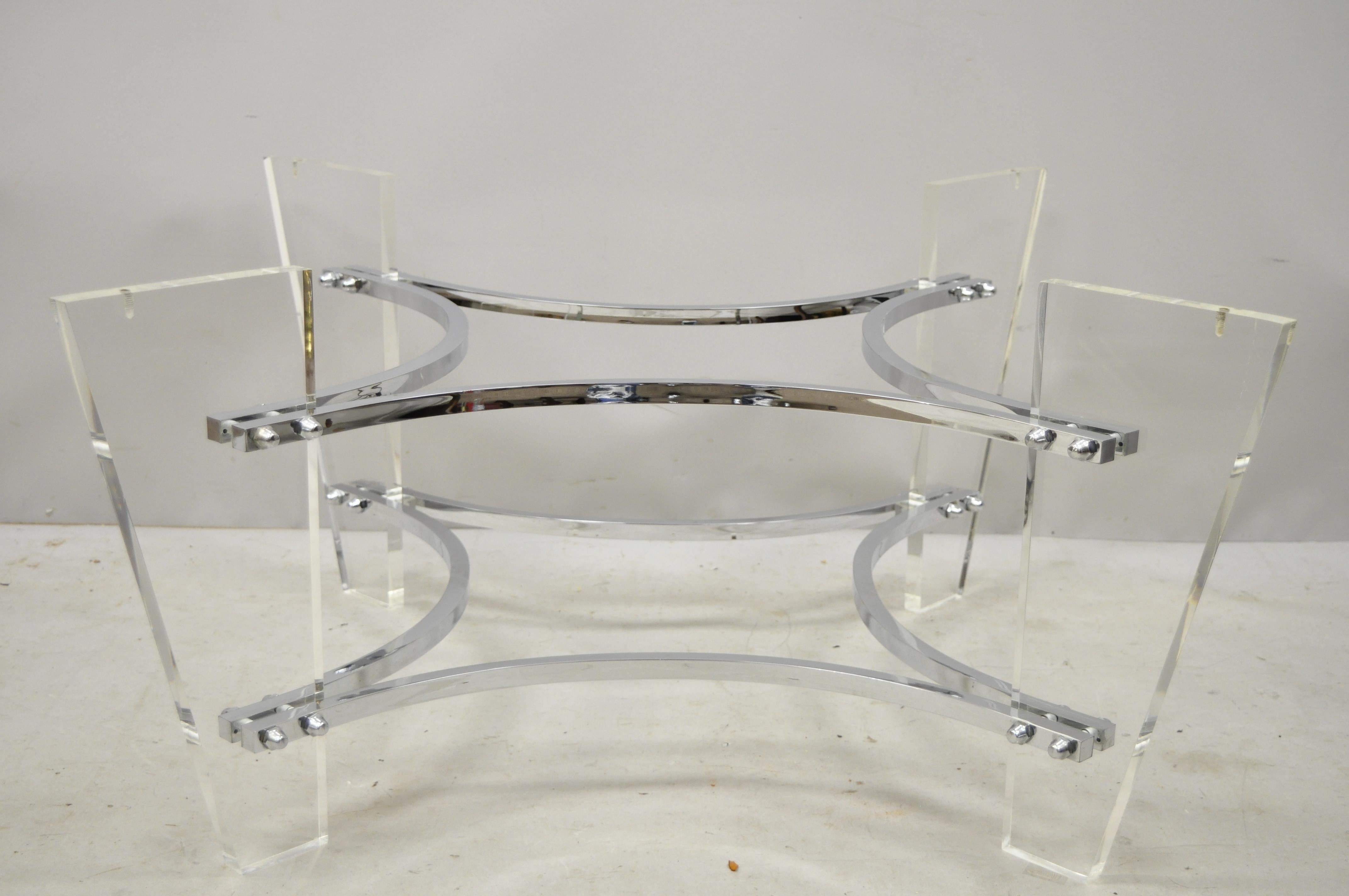 Vintage Charles Hollis Jones Lucite Chrome Mid-Century Modern Coffee Table Base For Sale 4