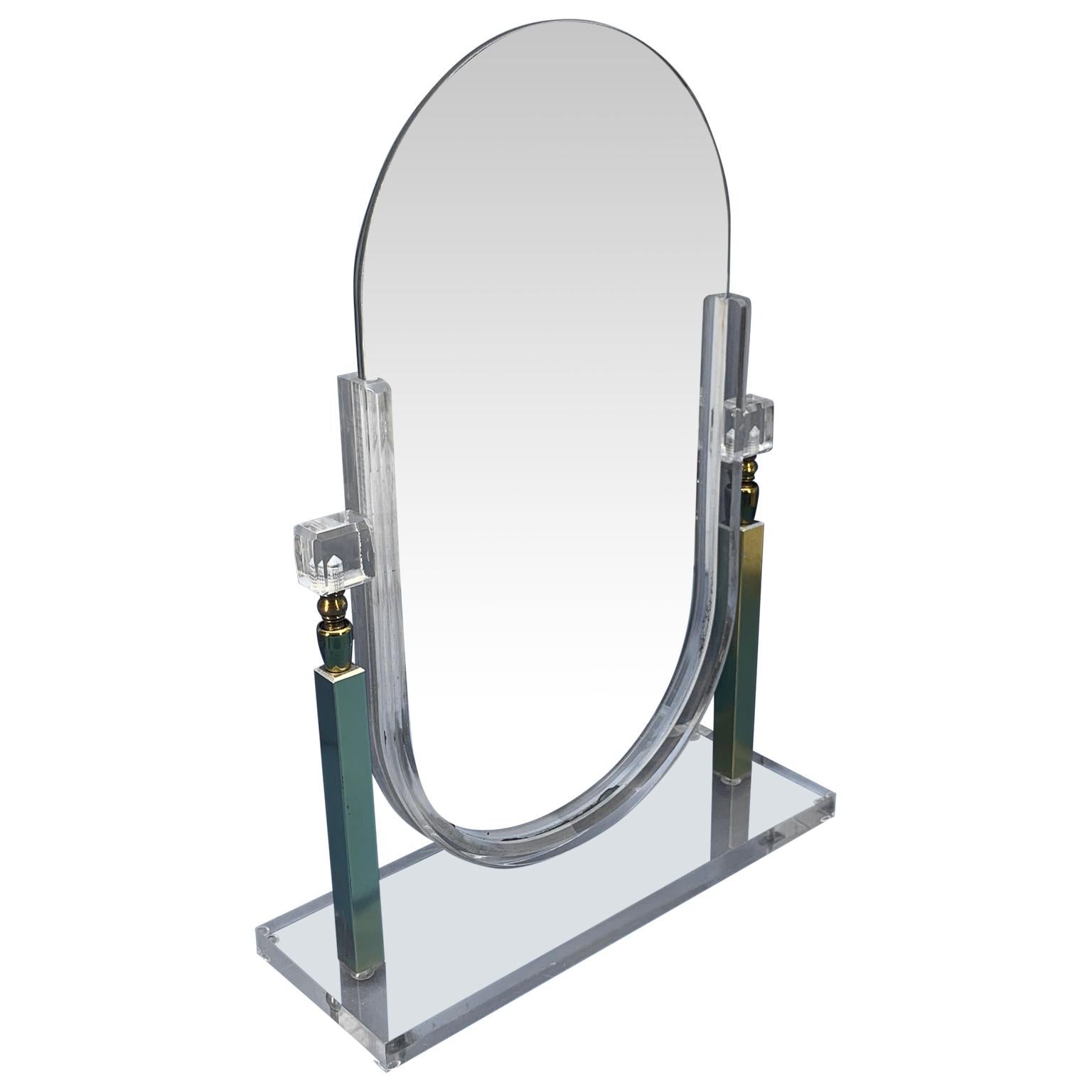 Américain Vieux miroir de courtoisie Charles Hollis Jones en Lucite en vente