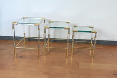 Vintage Charles Hollis Jones Nesting Tables, Lucite & Brass, 1970