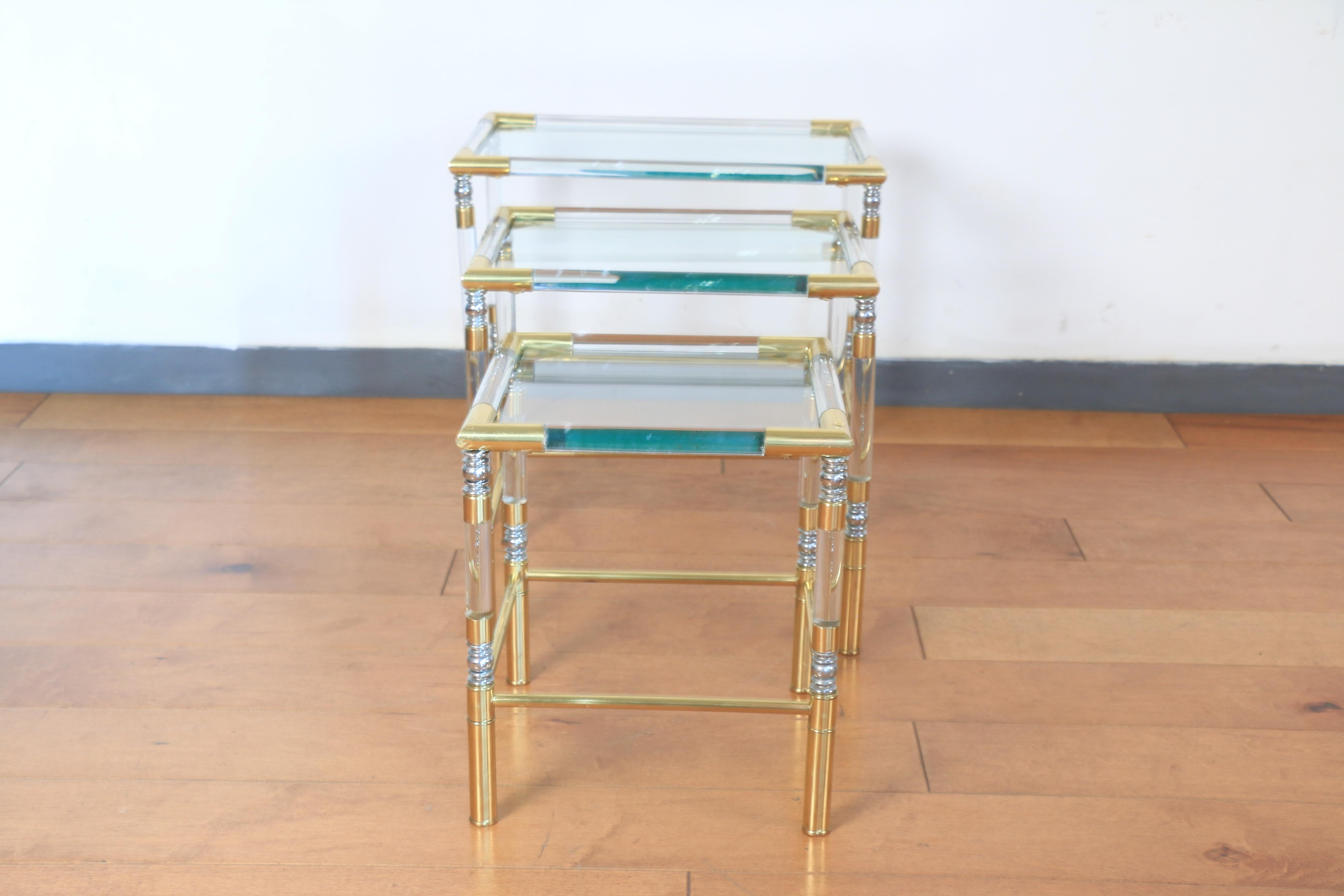 Vintage Charles Hollis Jones Style Nesting Tables In Fair Condition For Sale In North Hollywood, CA