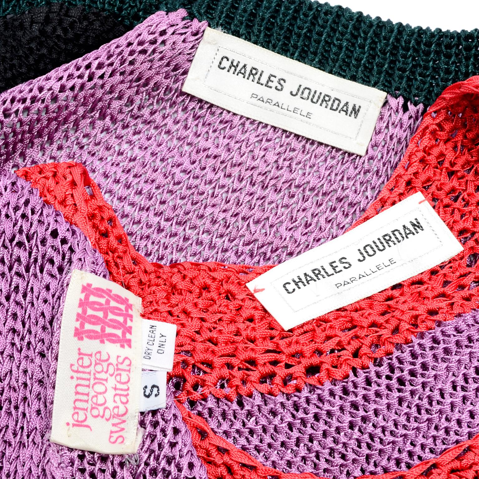 Vintage Charles Jourdan Parallele Color Block Purple 2 pc Top & Cardigan Sweater For Sale 6