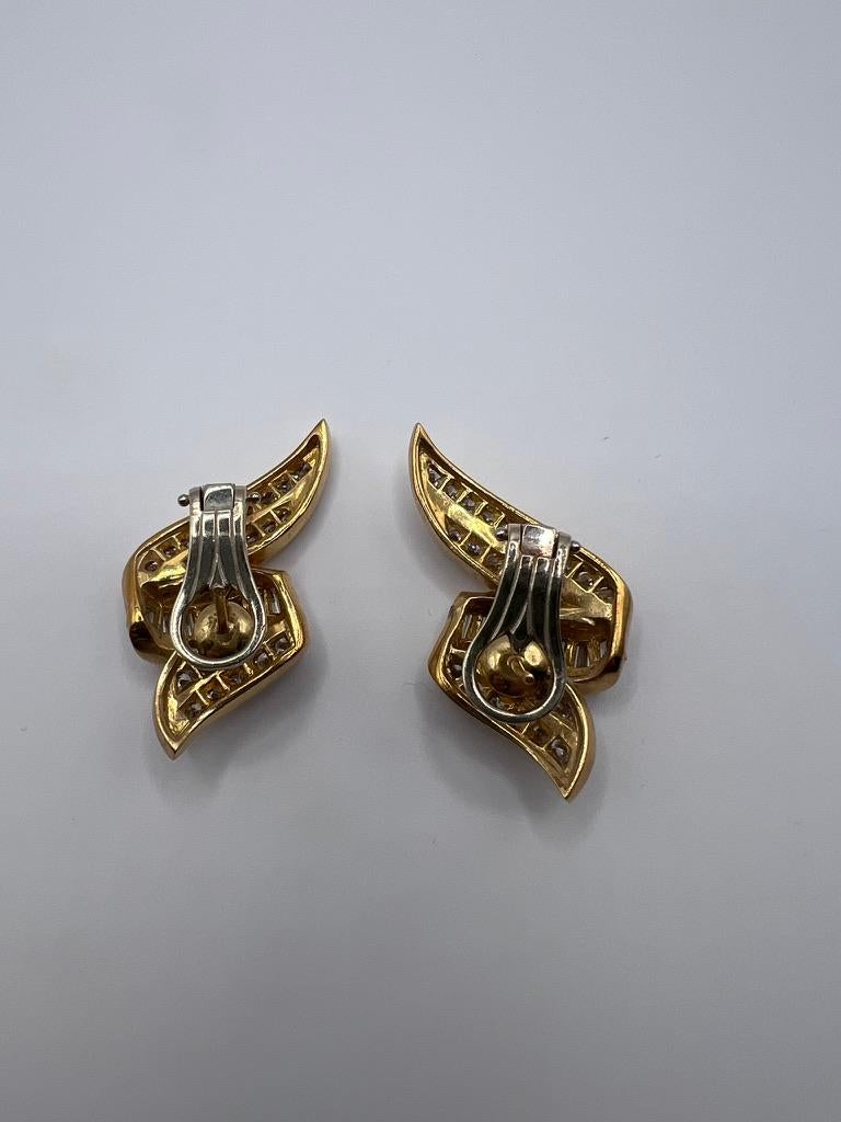 Pendientes vintage Charles Krypell de oro de 18 quilates y diamantes en venta 5