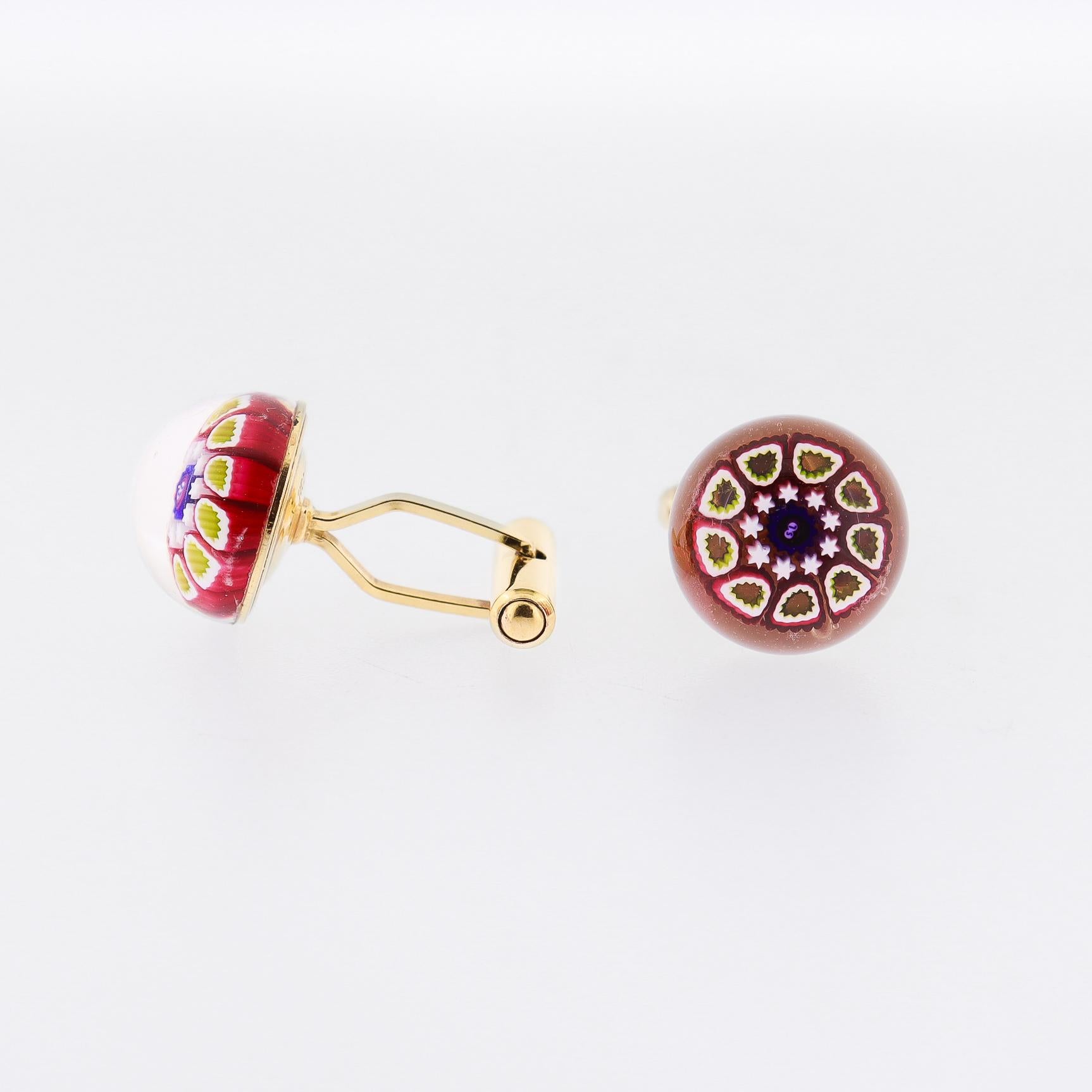 Vintage Charles Murat & Saint-Louis Millefiori Paperweight Cufflinks For Sale 1
