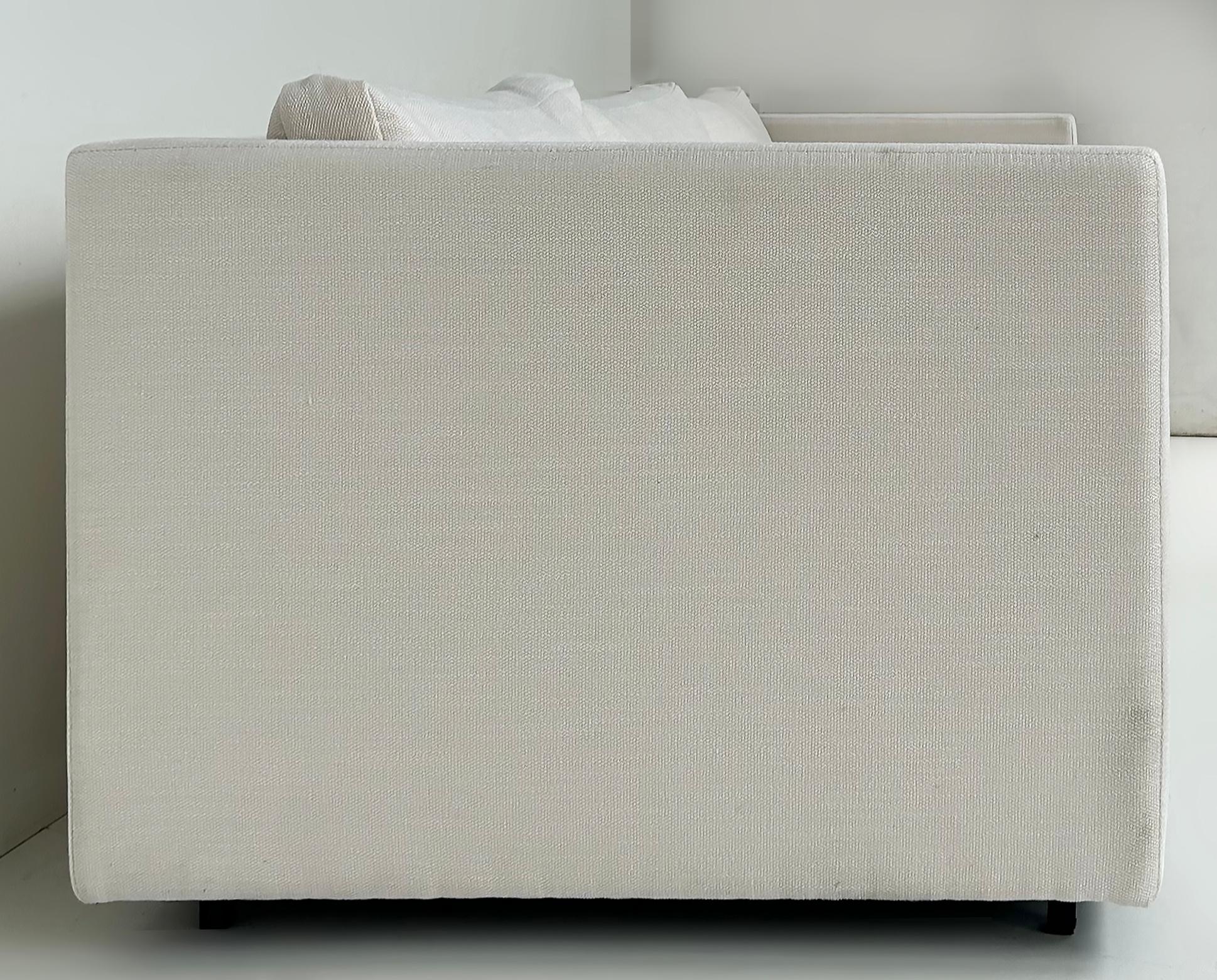 American Vintage Charles Pfister Knoll Studio Upholstered Sofas, Two Available For Sale