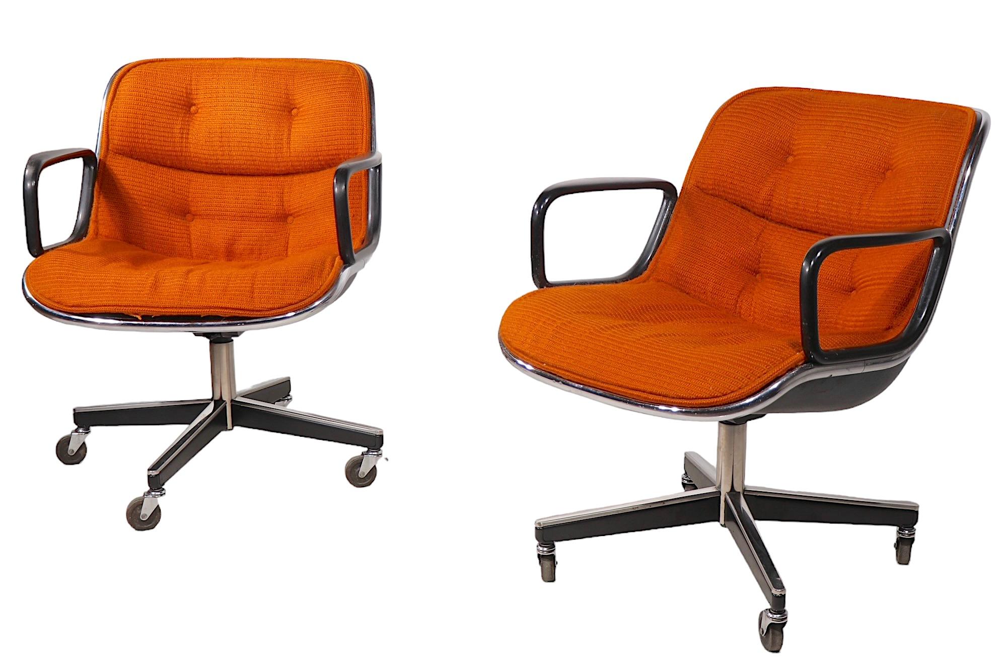 Upholstery Vintage Charles Pollack design for Knoll  Swivel Tilt Desk Chairs c 1970's